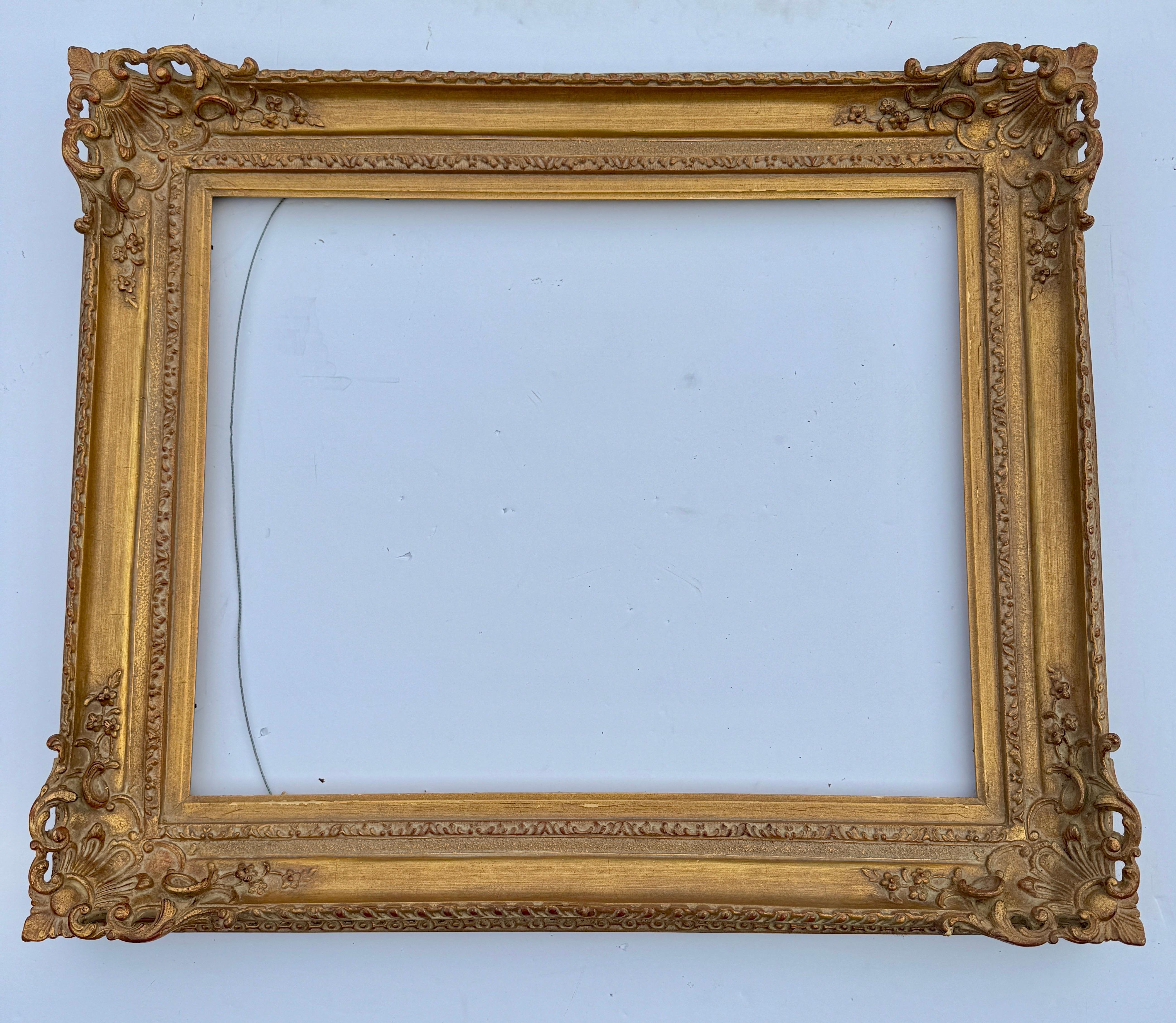 20th Century Large French Rectangular Art Frame Gold Gilt in the Style of Rococo For Sale