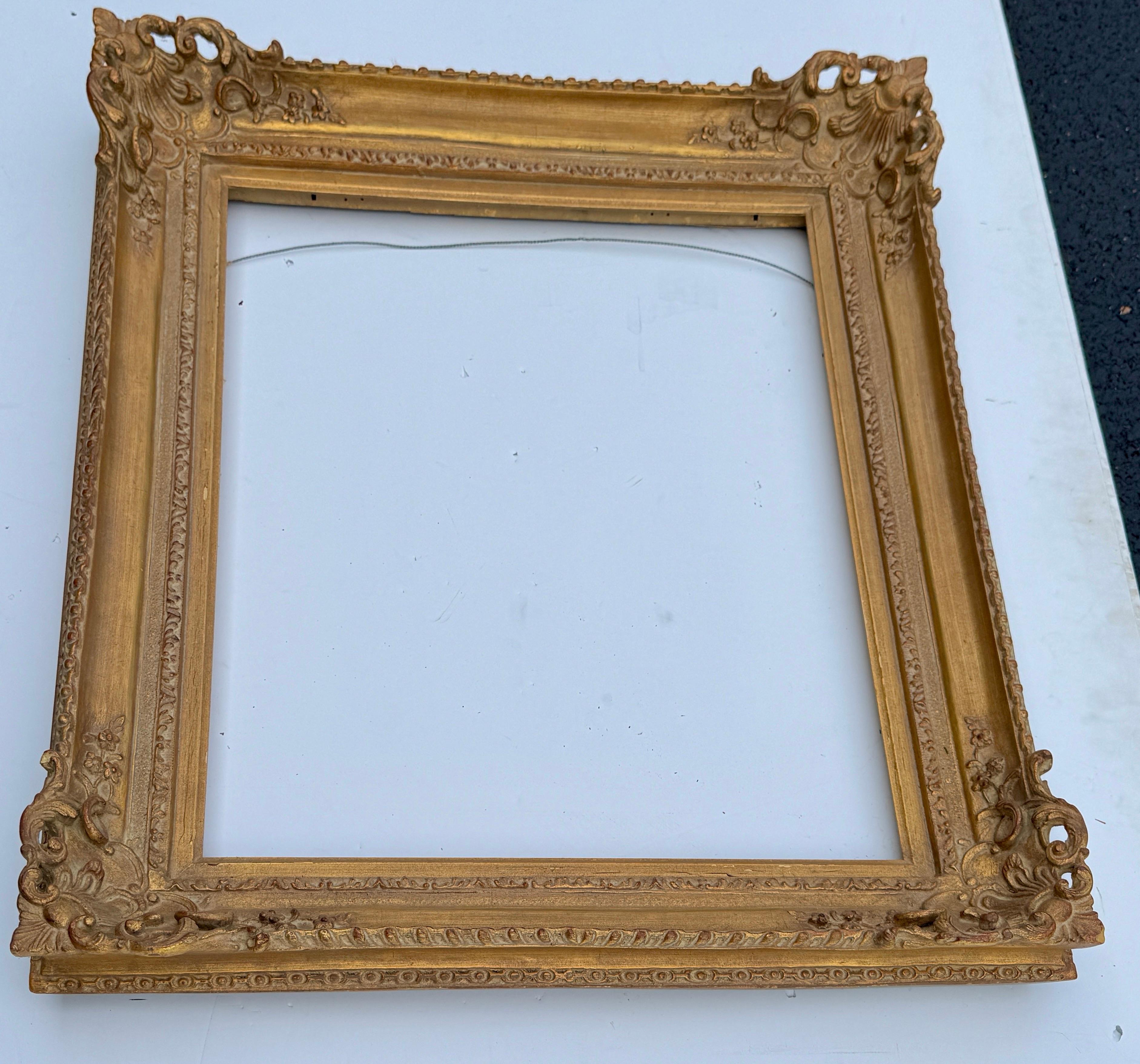 Paint Large French Rectangular Art Frame Gold Gilt in the Style of Rococo For Sale