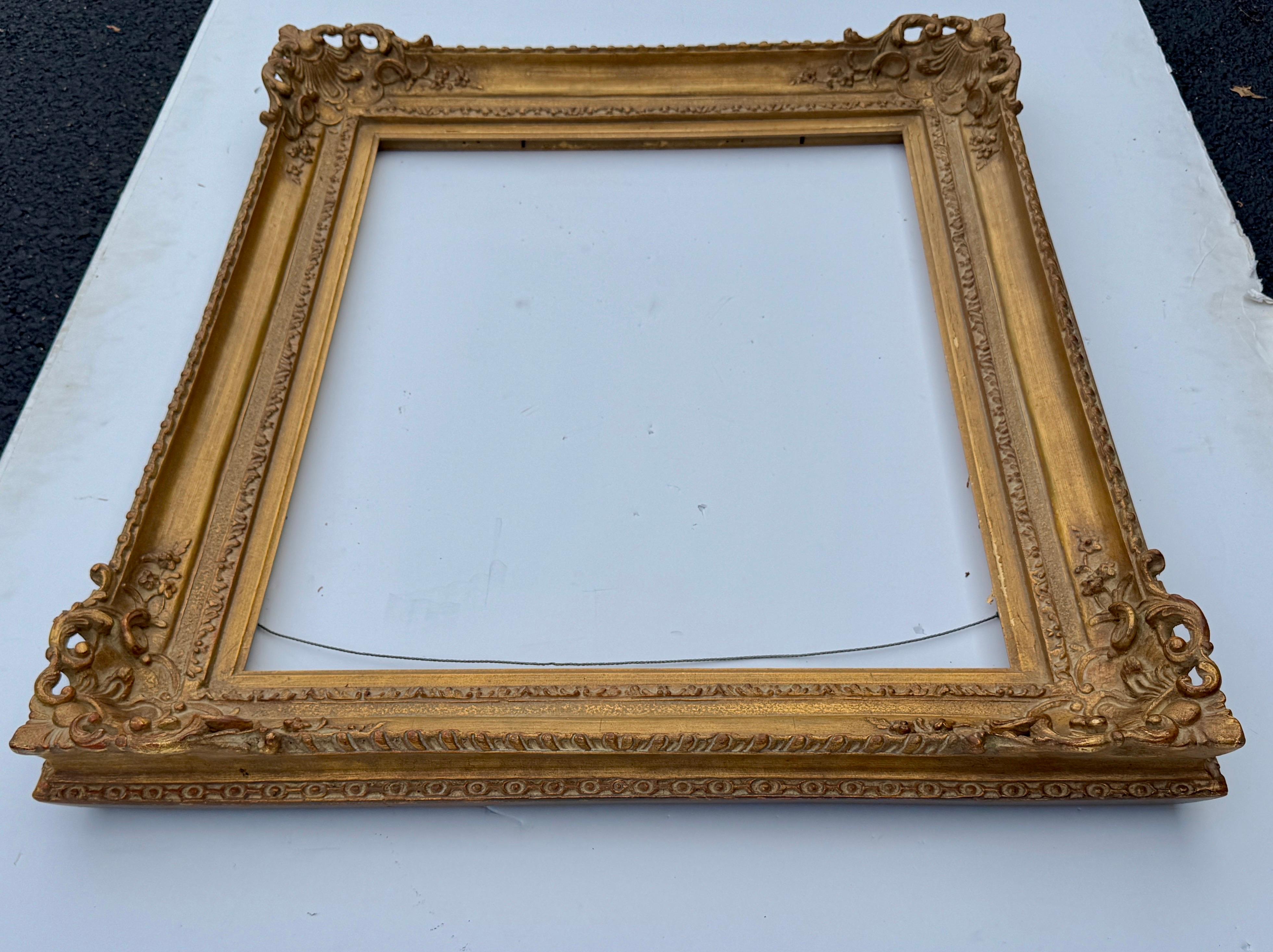 Large French Rectangular Art Frame Gold Gilt in the Style of Rococo For Sale 2