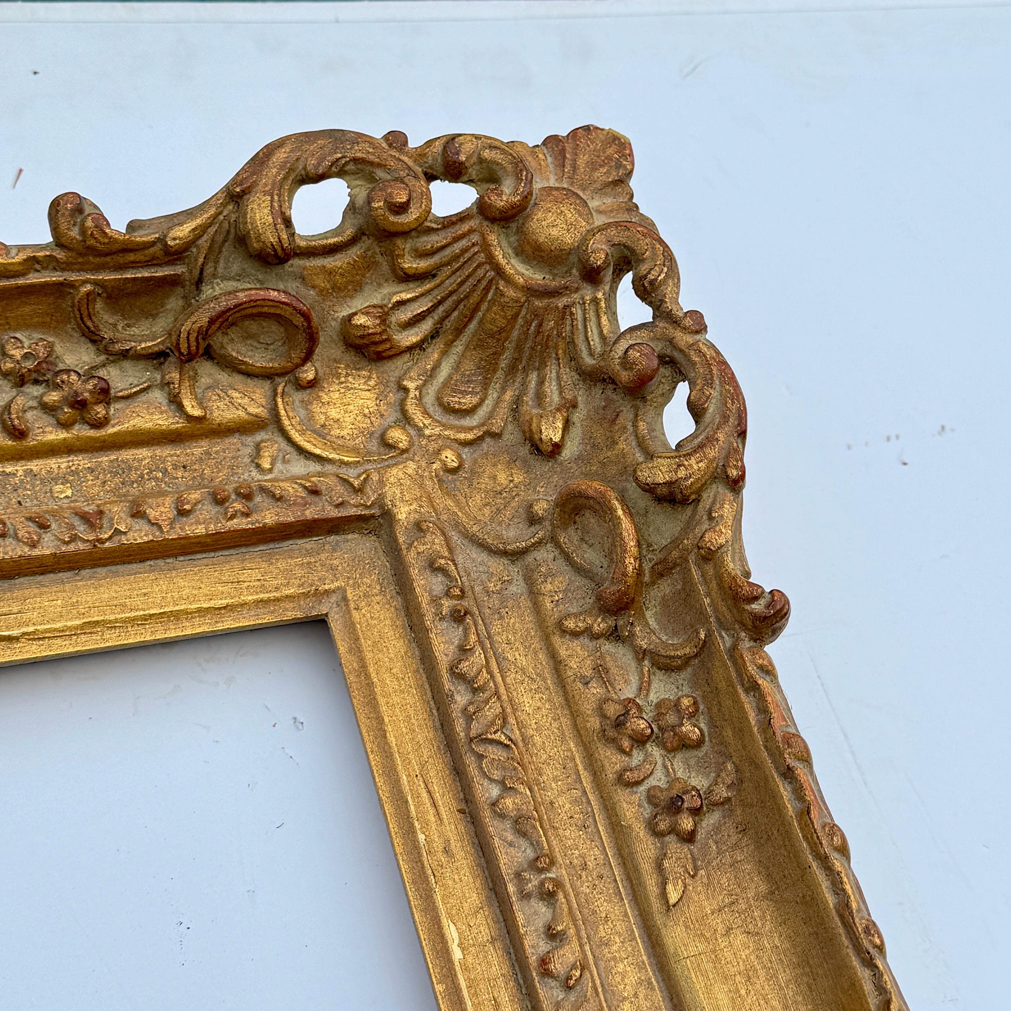 Large French Rectangular Art Frame Gold Gilt in the Style of Rococo For Sale 3