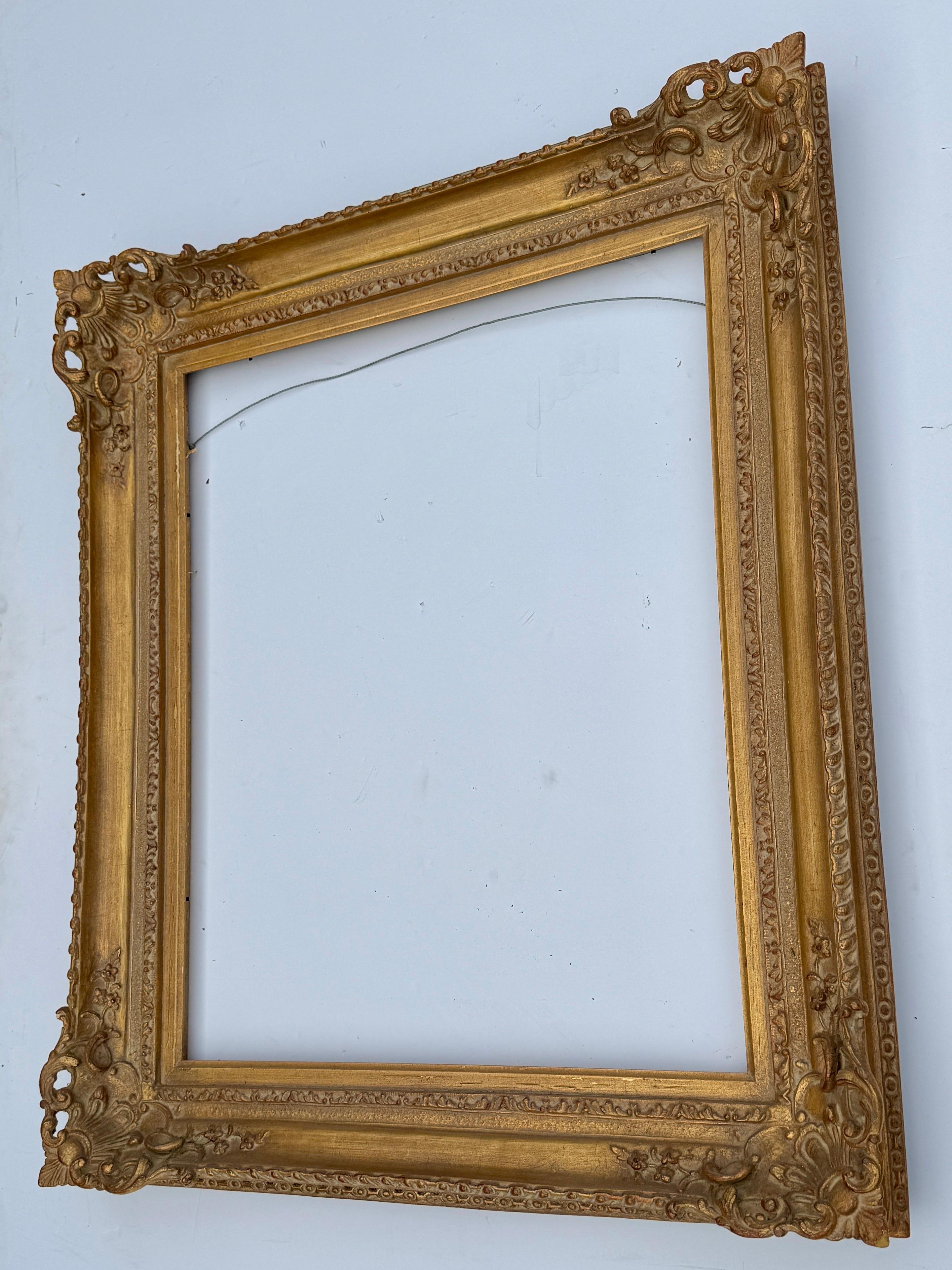 Large French Rectangular Art Frame Gold Gilt in the Style of Rococo For Sale 4