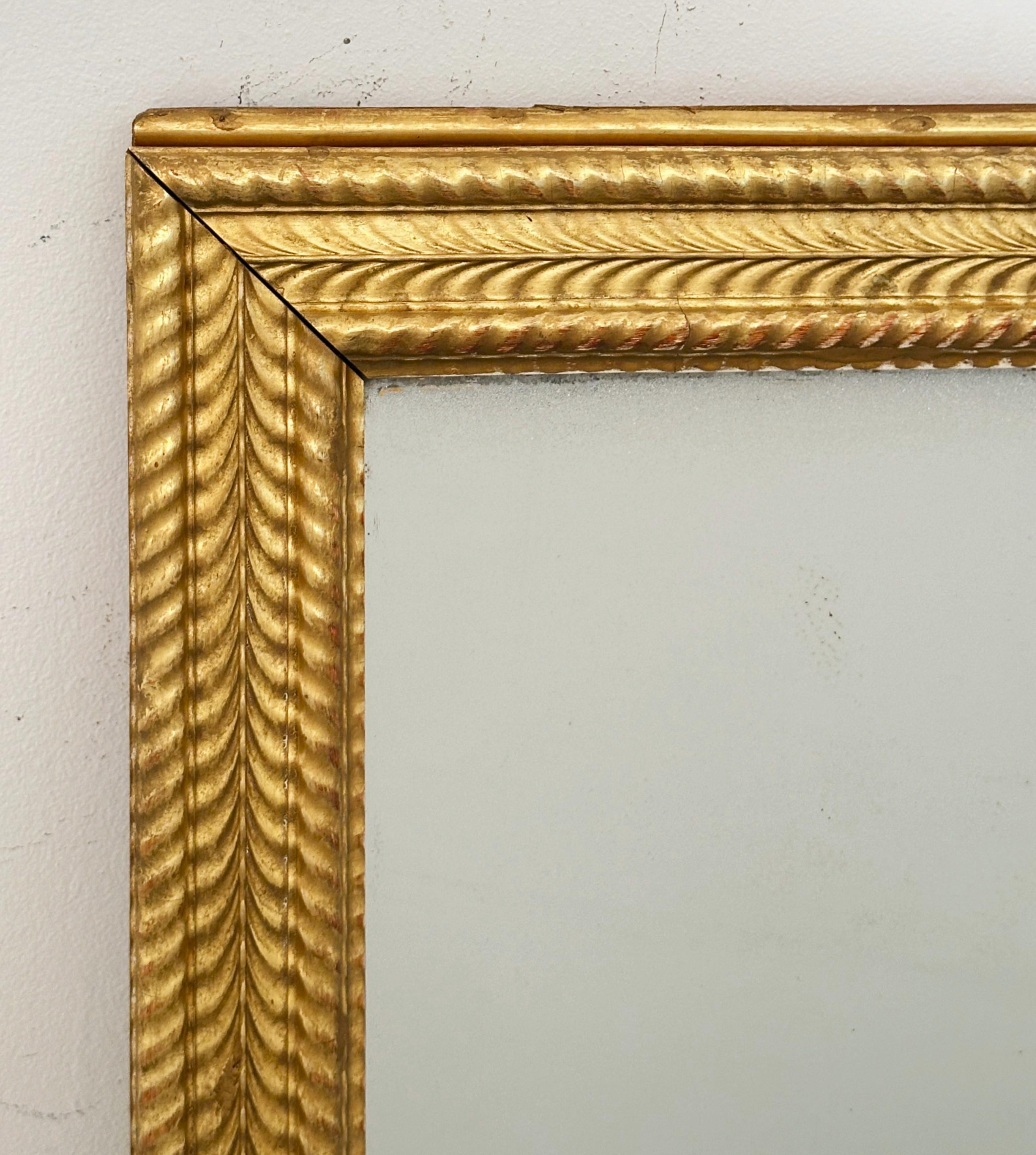 Belle Époque Large French Rectangular Gilt Wall Mirror (52 1/4 x 26 1/4) For Sale