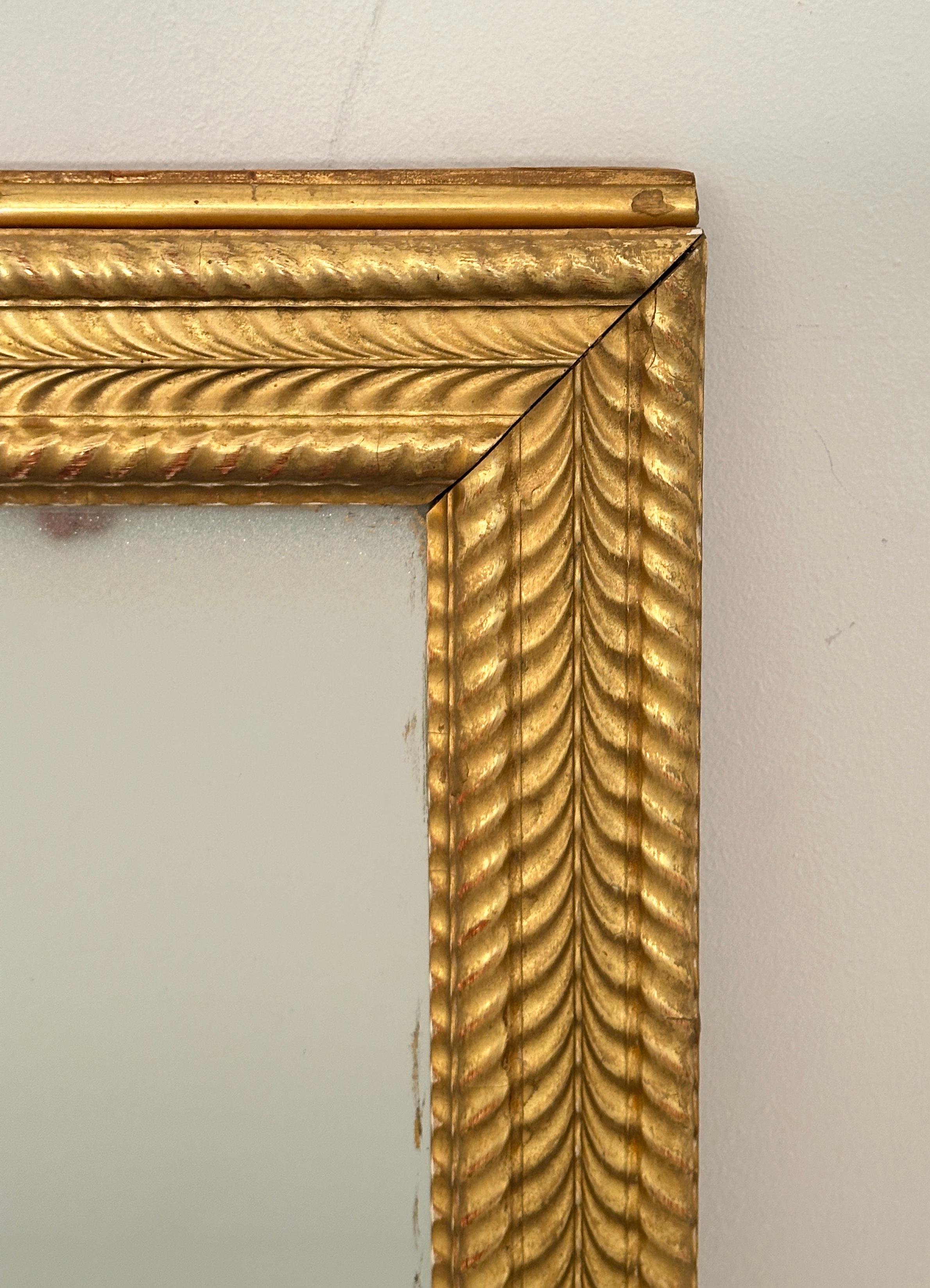 Large French Rectangular Gilt Wall Mirror (52 1/4 x 26 1/4) In Good Condition For Sale In Austin, TX