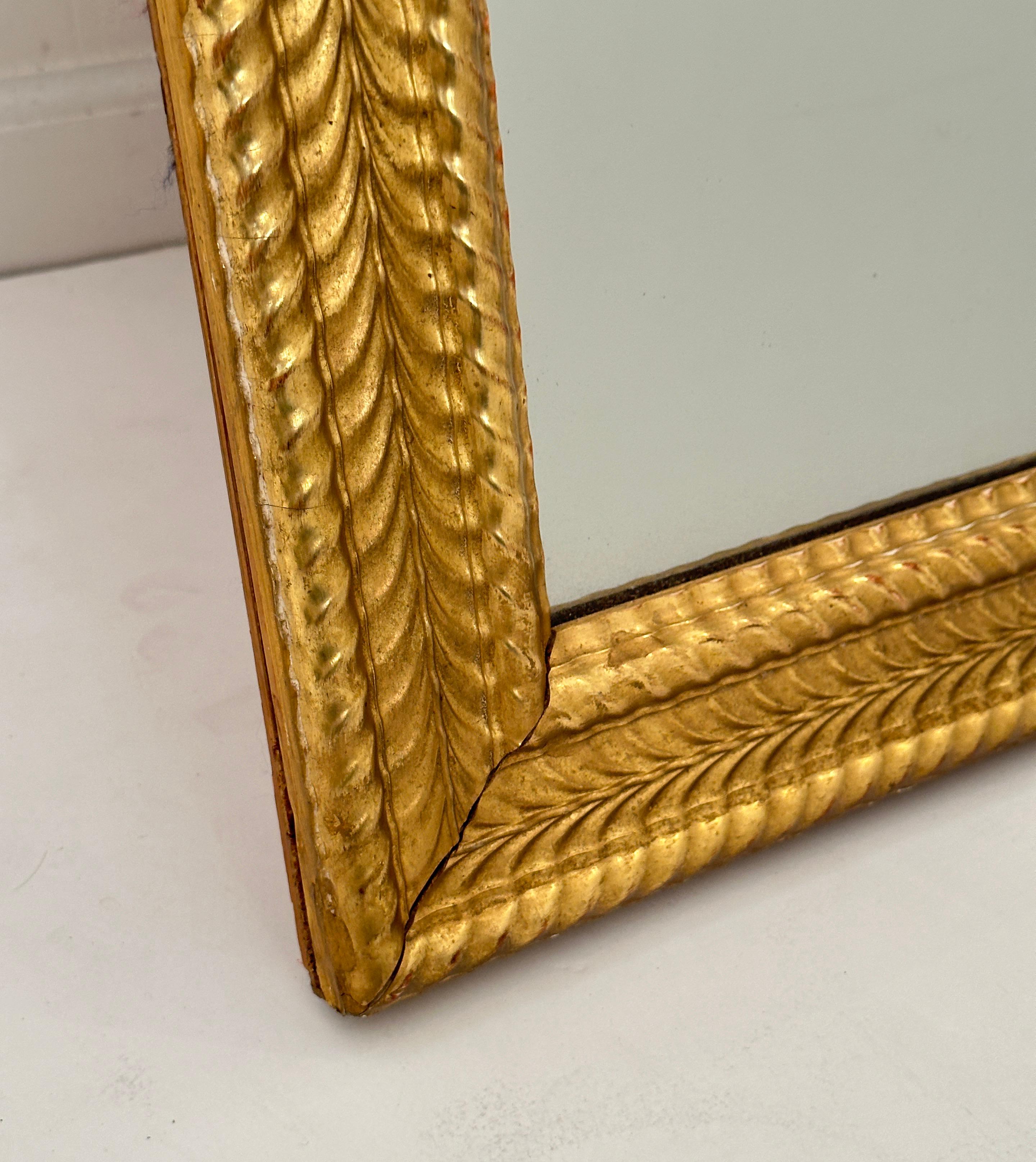 Glass Large French Rectangular Gilt Wall Mirror (52 1/4 x 26 1/4) For Sale