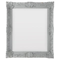 Large French Rectangular Mirror with Pale Grey Painted Finish Mid-19th Century