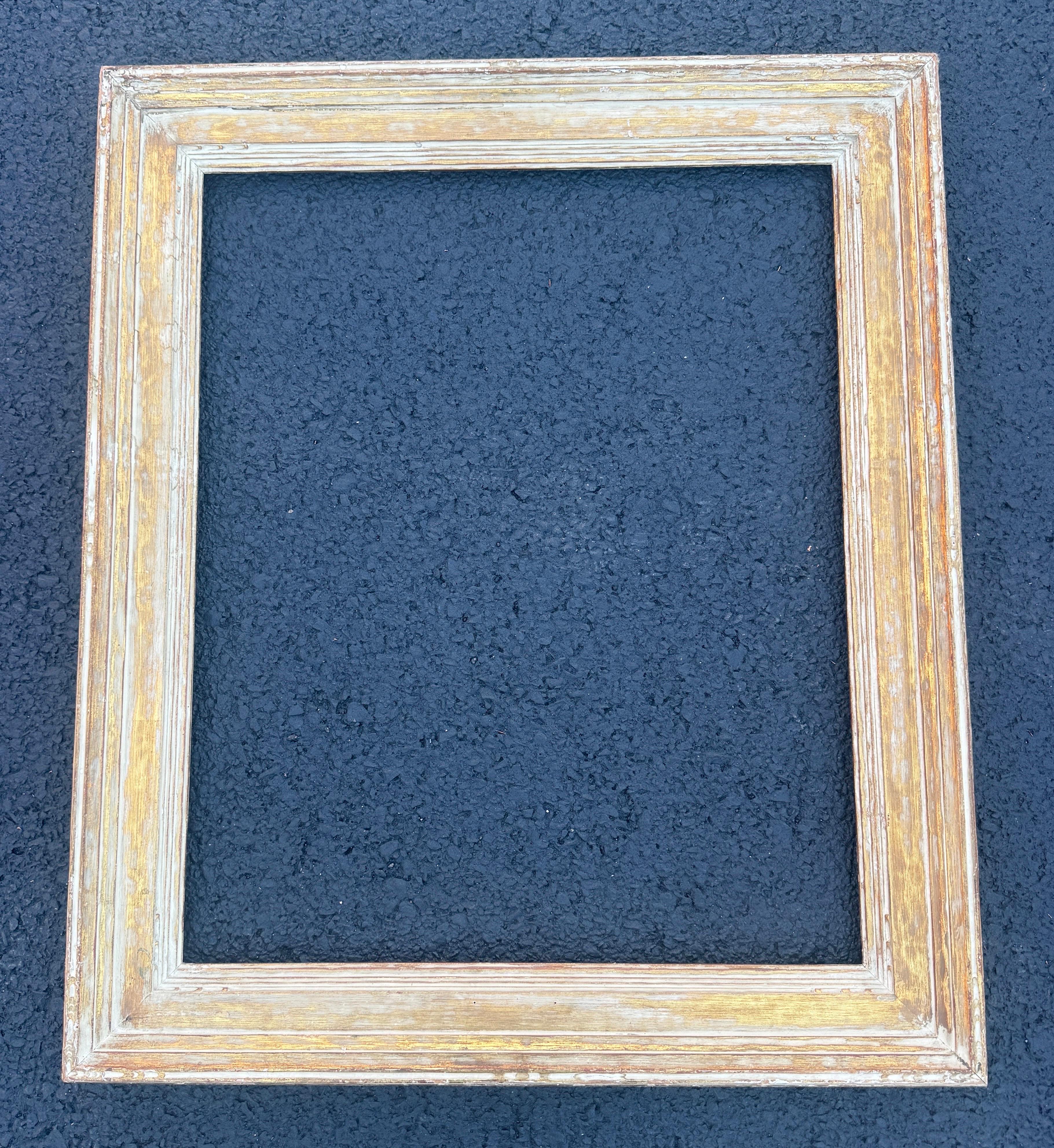 Gran Marco Rectangular Francés de Madera Pintada y Dorada