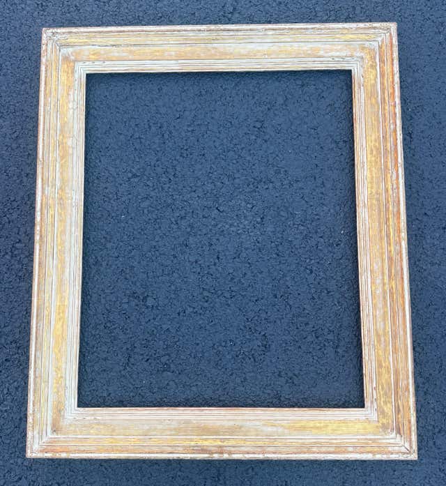 European Rectangular Silver Leaf Gilt Wood Art Frame For Sale at 1stDibs