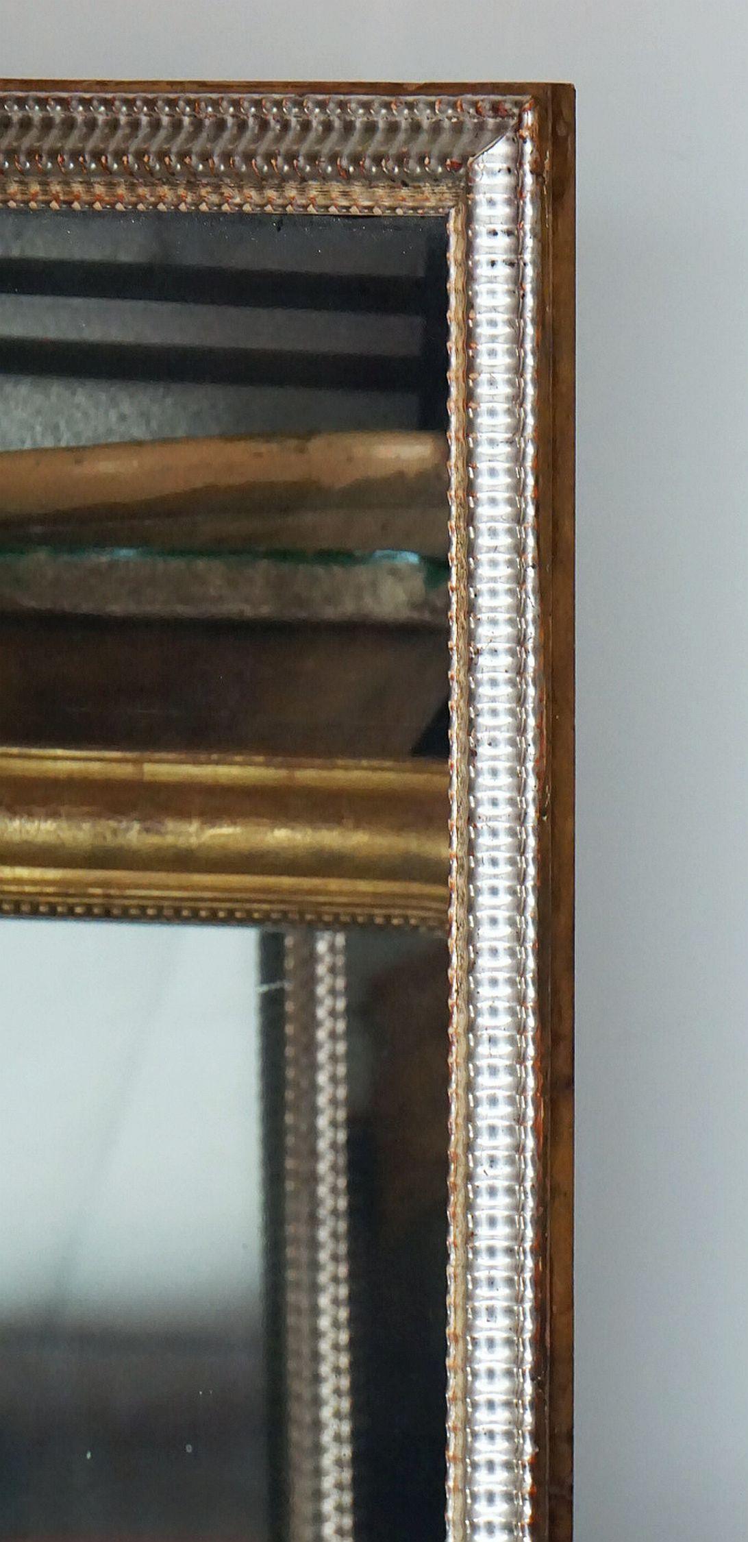 Large French Rectangular Silver Gilt Wall Mirror (52 1/2 x 26 3/4) 7