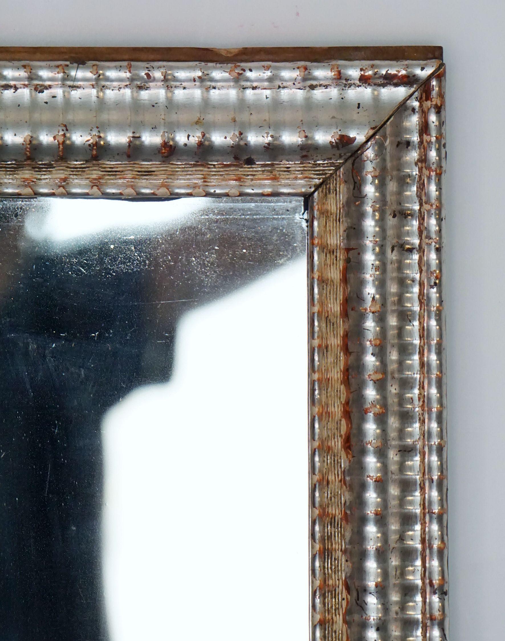 20th Century Large French Rectangular Silver Gilt Wall Mirror (52 1/2 x 26 3/4)