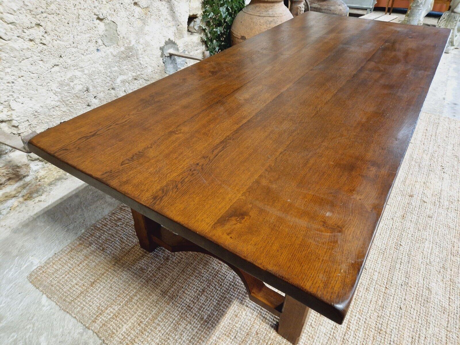 20th Century Brutalist Dining Table French Solid Wood 8 Places For Sale