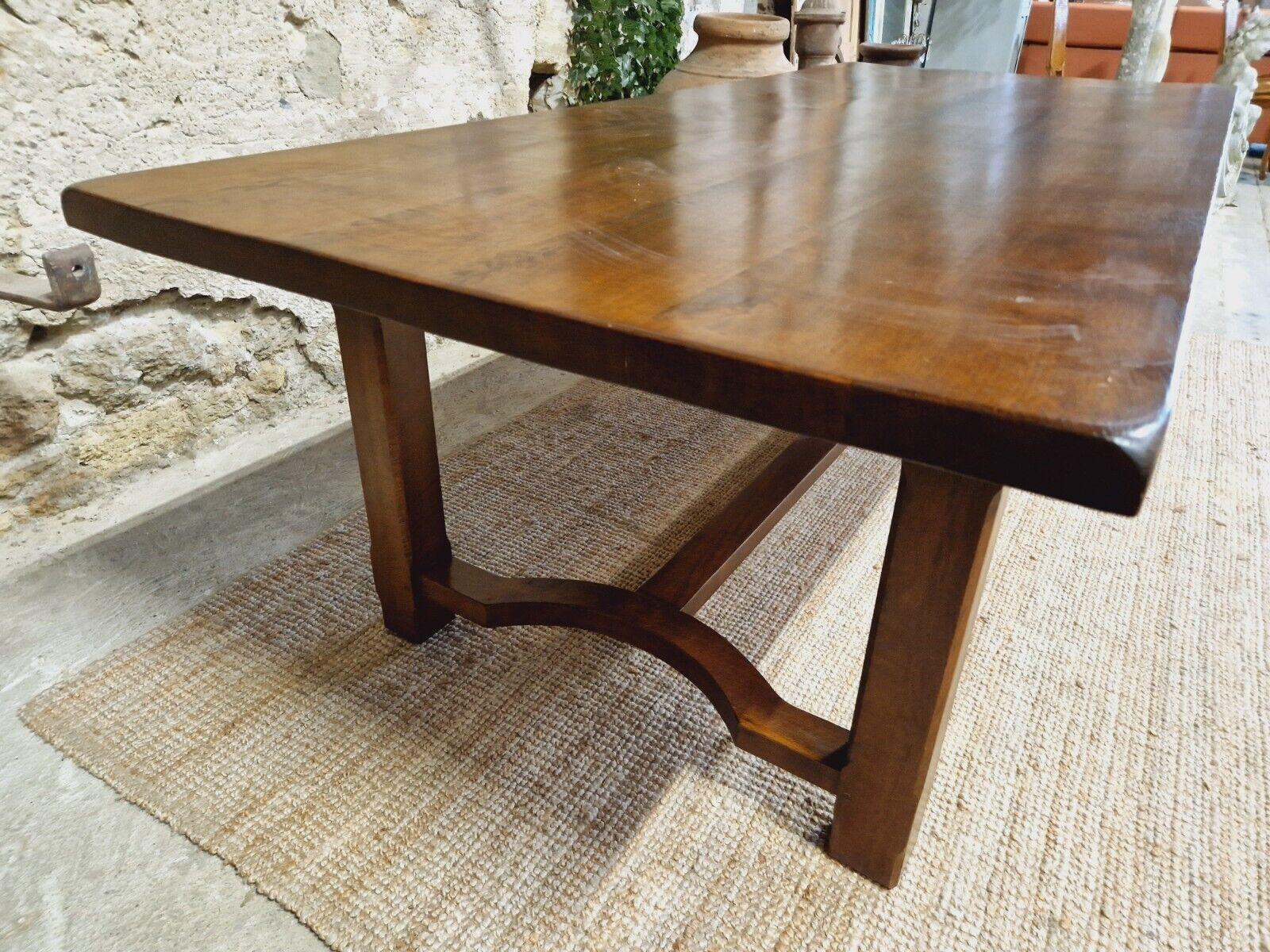 Oak Brutalist Dining Table French Solid Wood 8 Places For Sale