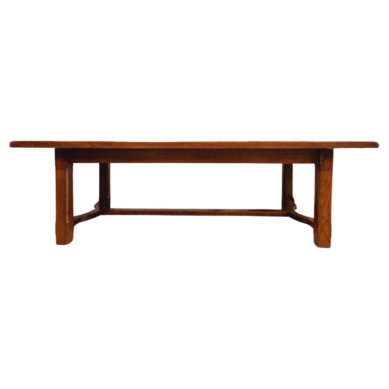 Brutalist Dining Table French Solid Wood 8 Places For Sale