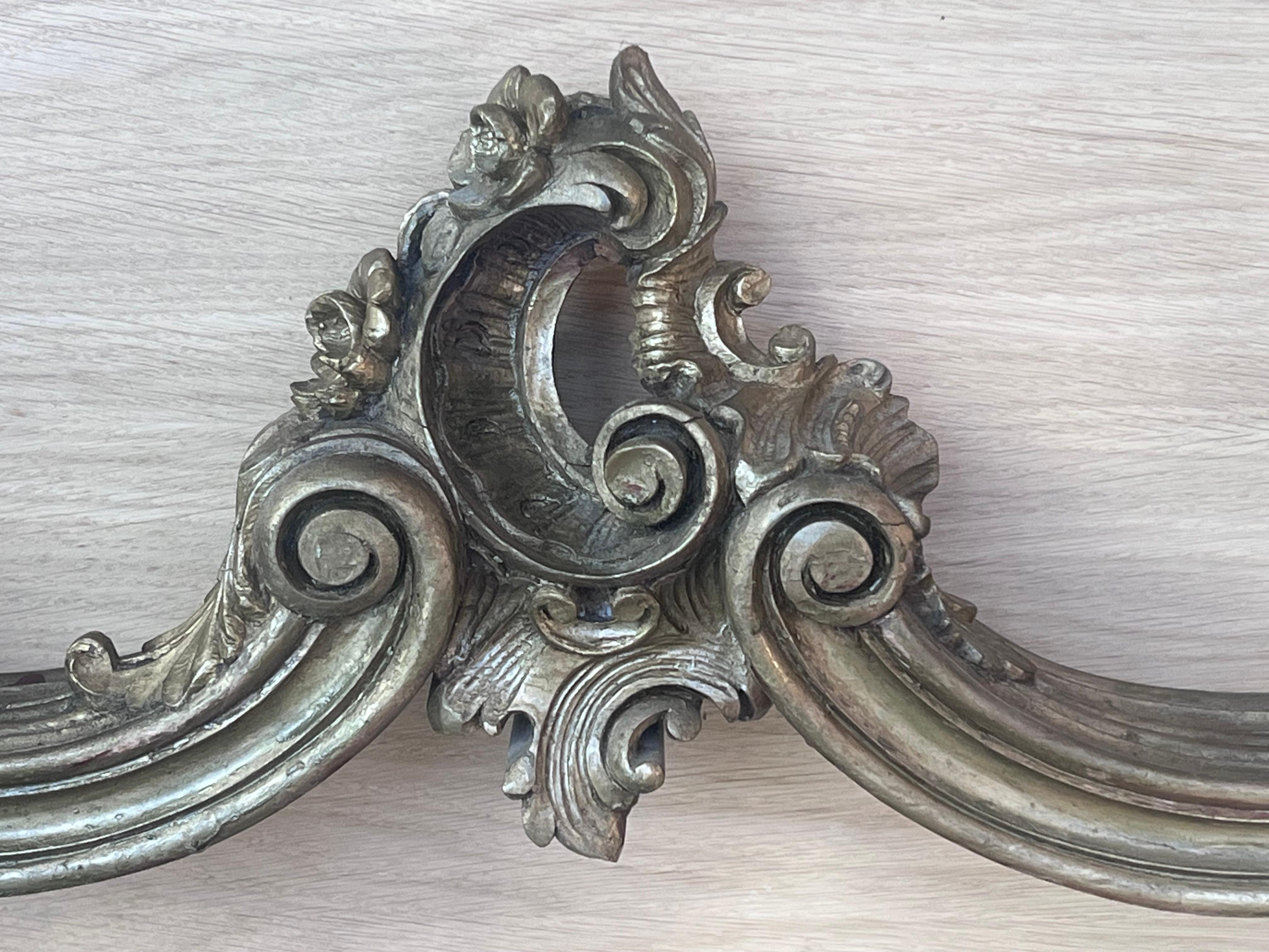 Large French Regency Carved Walnut Console Table with Gilted details and marble For Sale 6