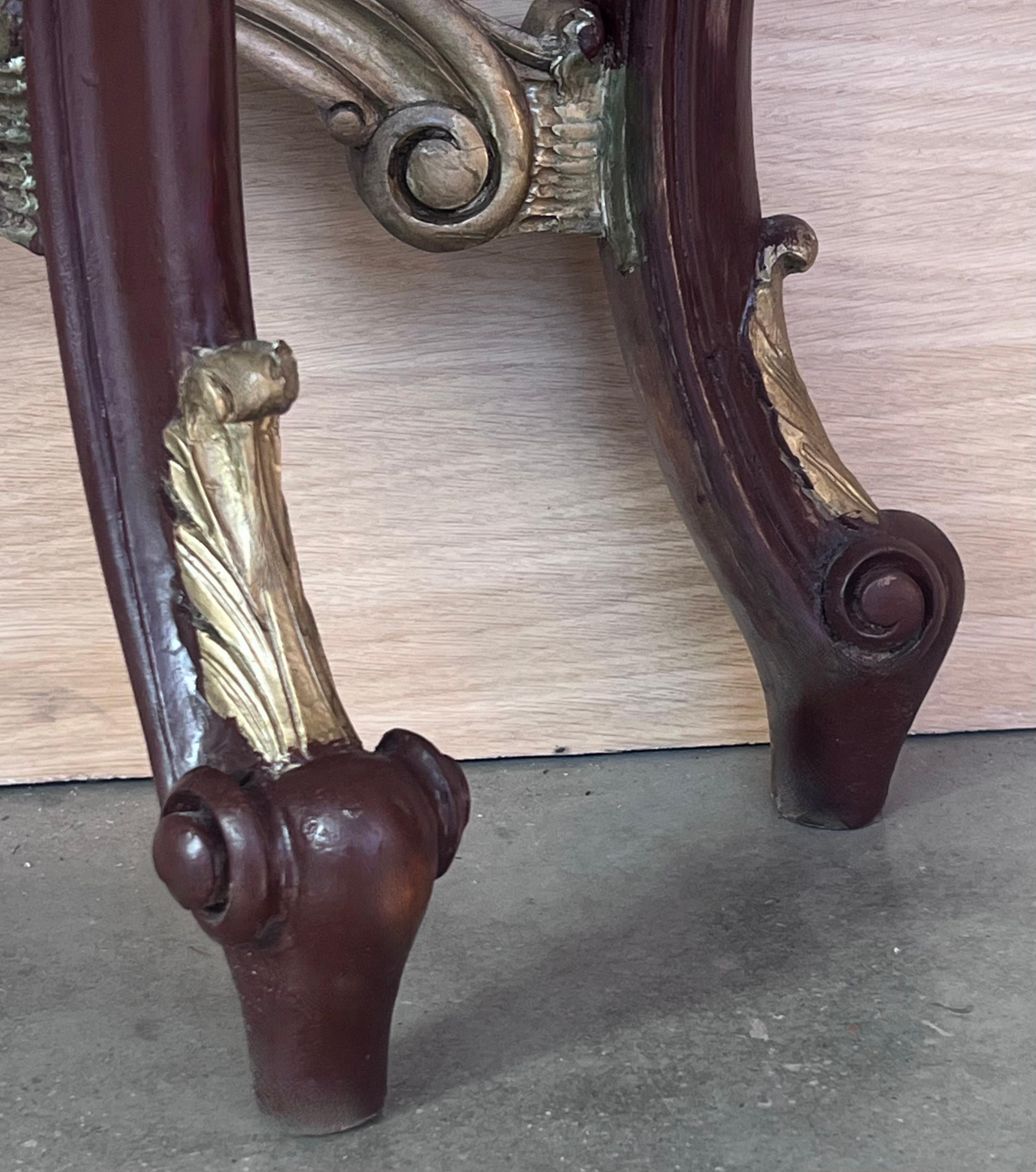 Large French Regency Carved Walnut Console Table with Gilted details and marble For Sale 8
