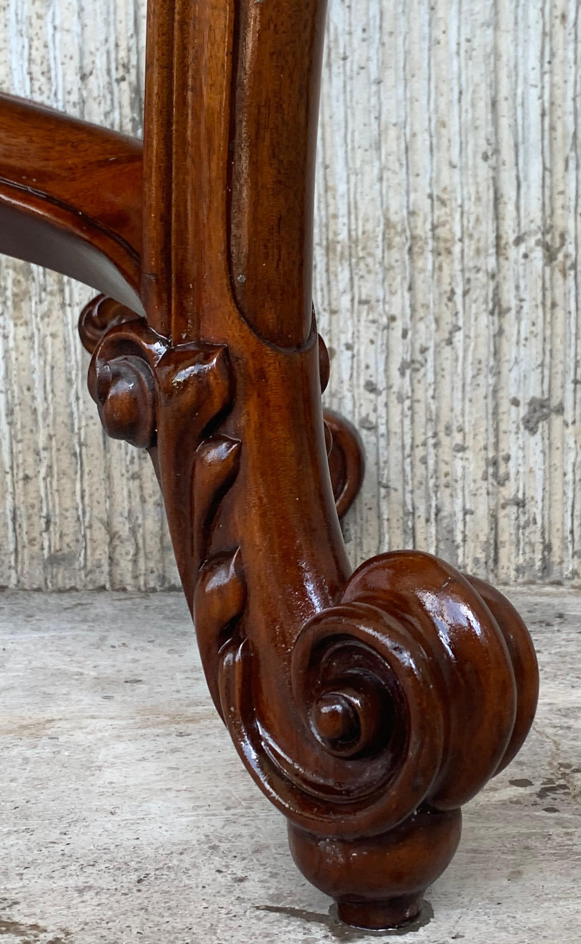 Large French Regency Carved Walnut Console Table with White Marble Top '2 Avai' For Sale 13
