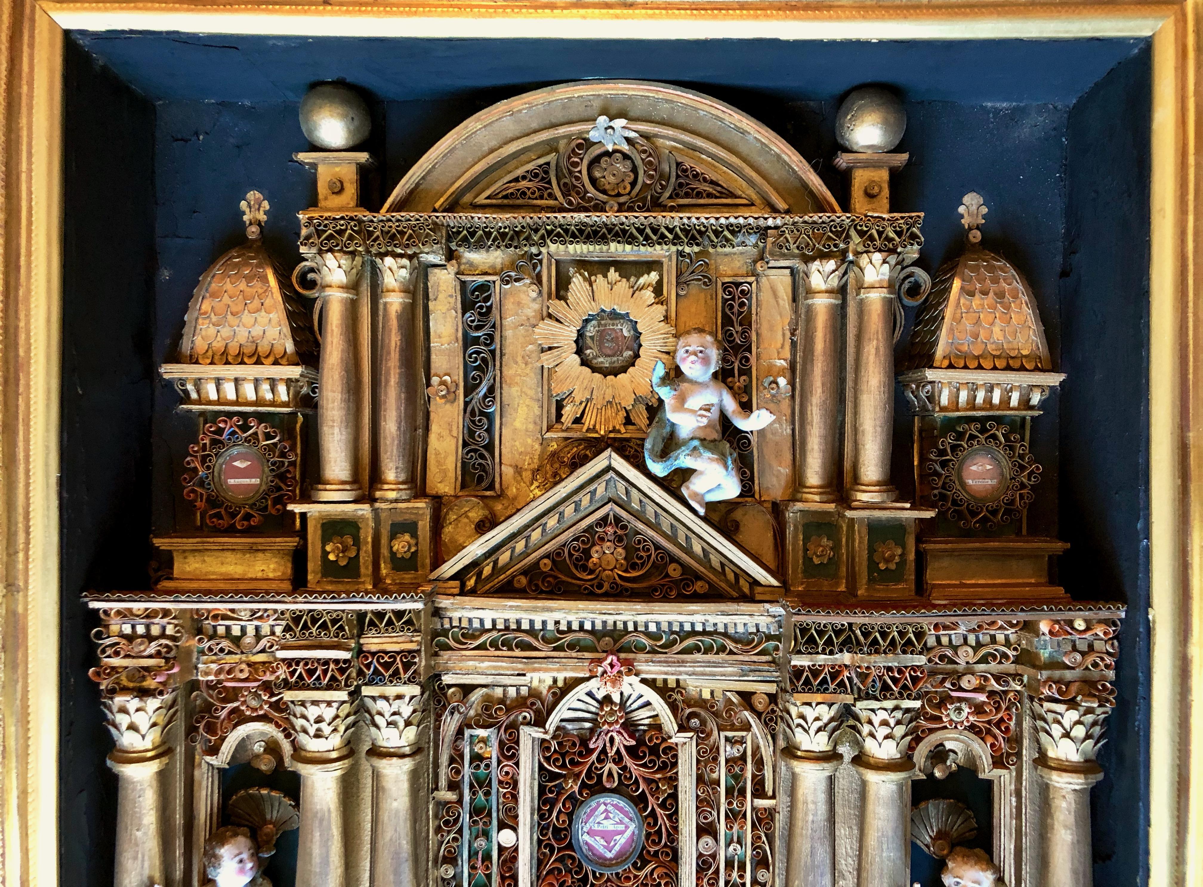 Large French Reliquary with Relics of Saints and Paperolles, 1800s For Sale 3