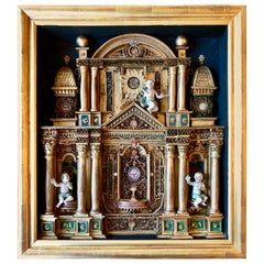 Antique Large French Reliquary with Relics of Saints and Paperolles, 1800s