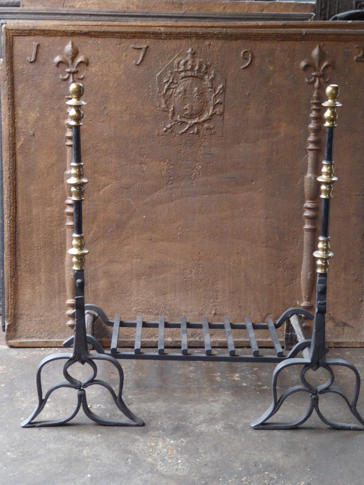 Bronze Large French Renaissance Period Fireplace Grate or Fire Basket, 16th - 17th C. For Sale