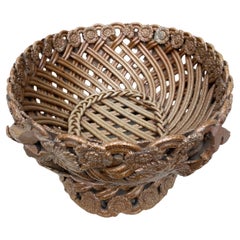 Large French Reticulated Vine Leaves Pottery Jardiniere