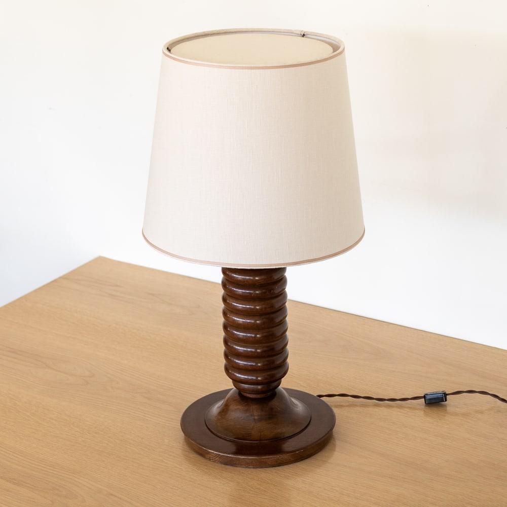 Large French Ribbed Wood Table Lamp For Sale 2