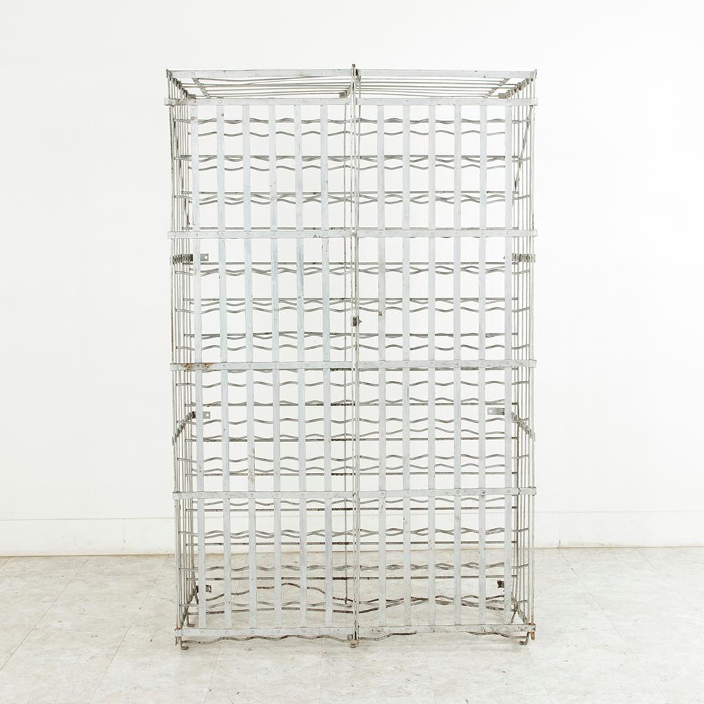 Early 20th Century Large French Riveted Iron Wine Cage or Wine Rack for 280 Bottles, circa 1900