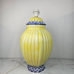 Grand pied de lampe en porcelaine de la Côte d'Azur, années 1980