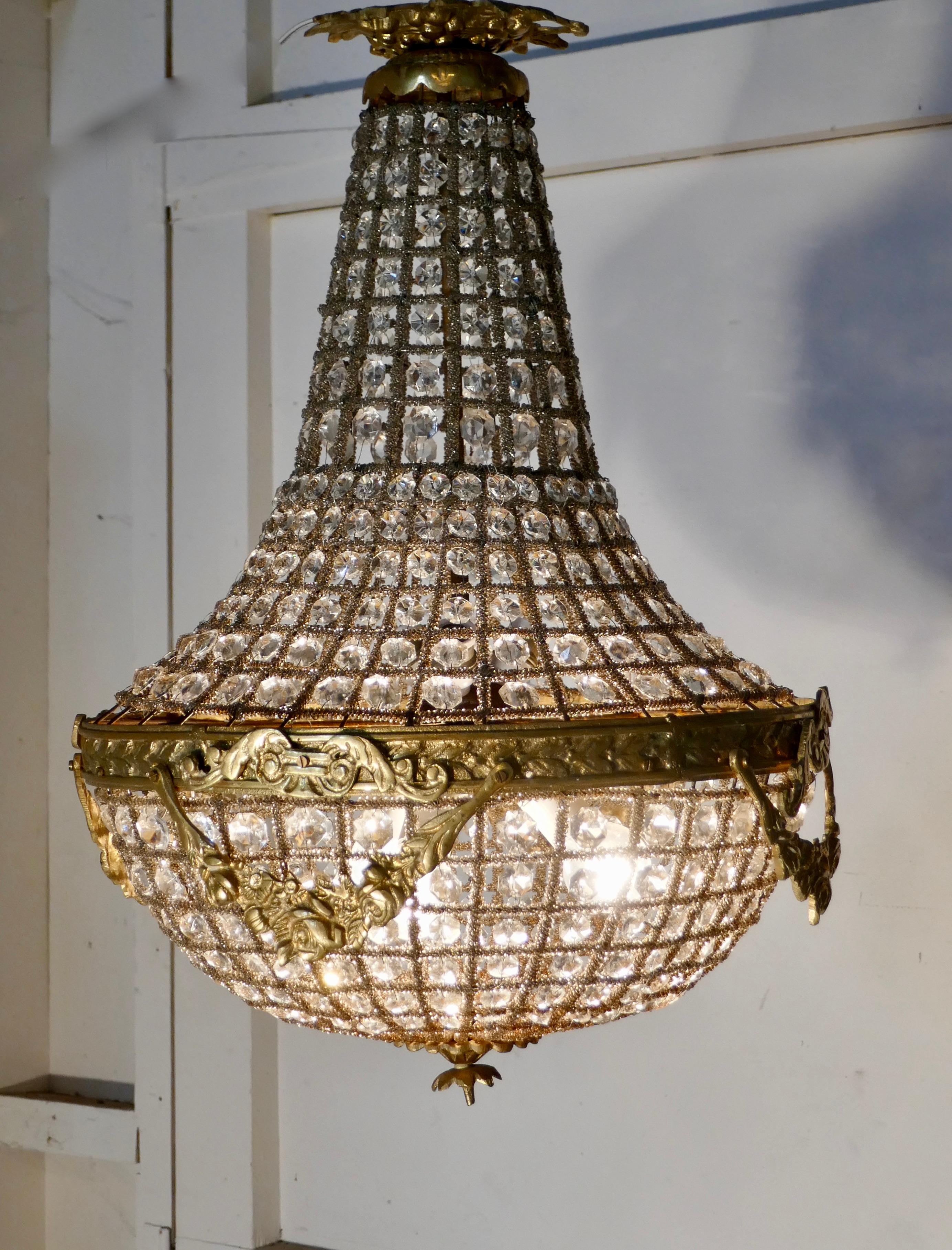 Empire Large French Rocco Style Bag and Tent Chandelier