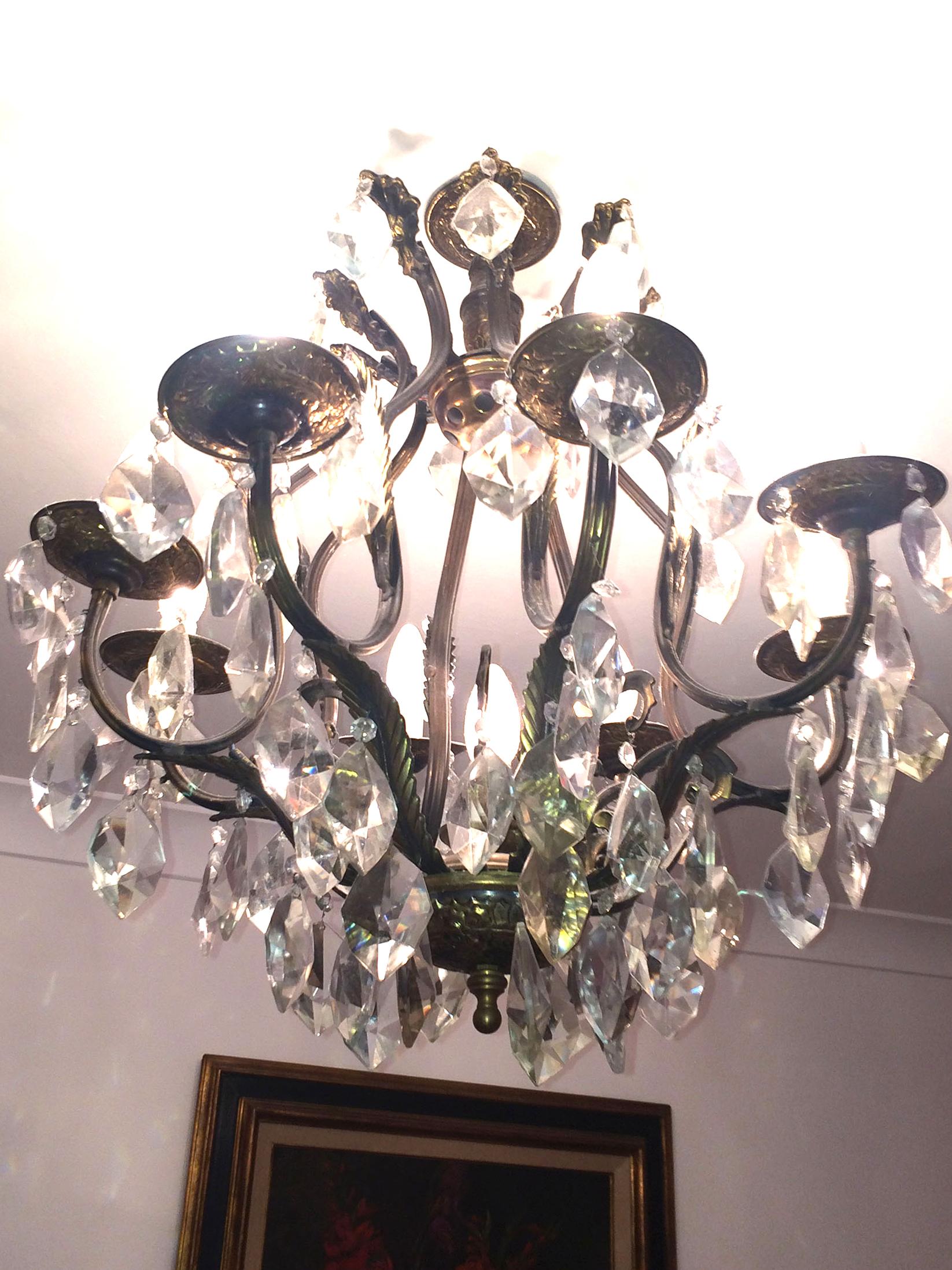 Neoclassico Grande lampadario francese in cristallo di rocca della Maison Baguès, circa 1940 in vendita