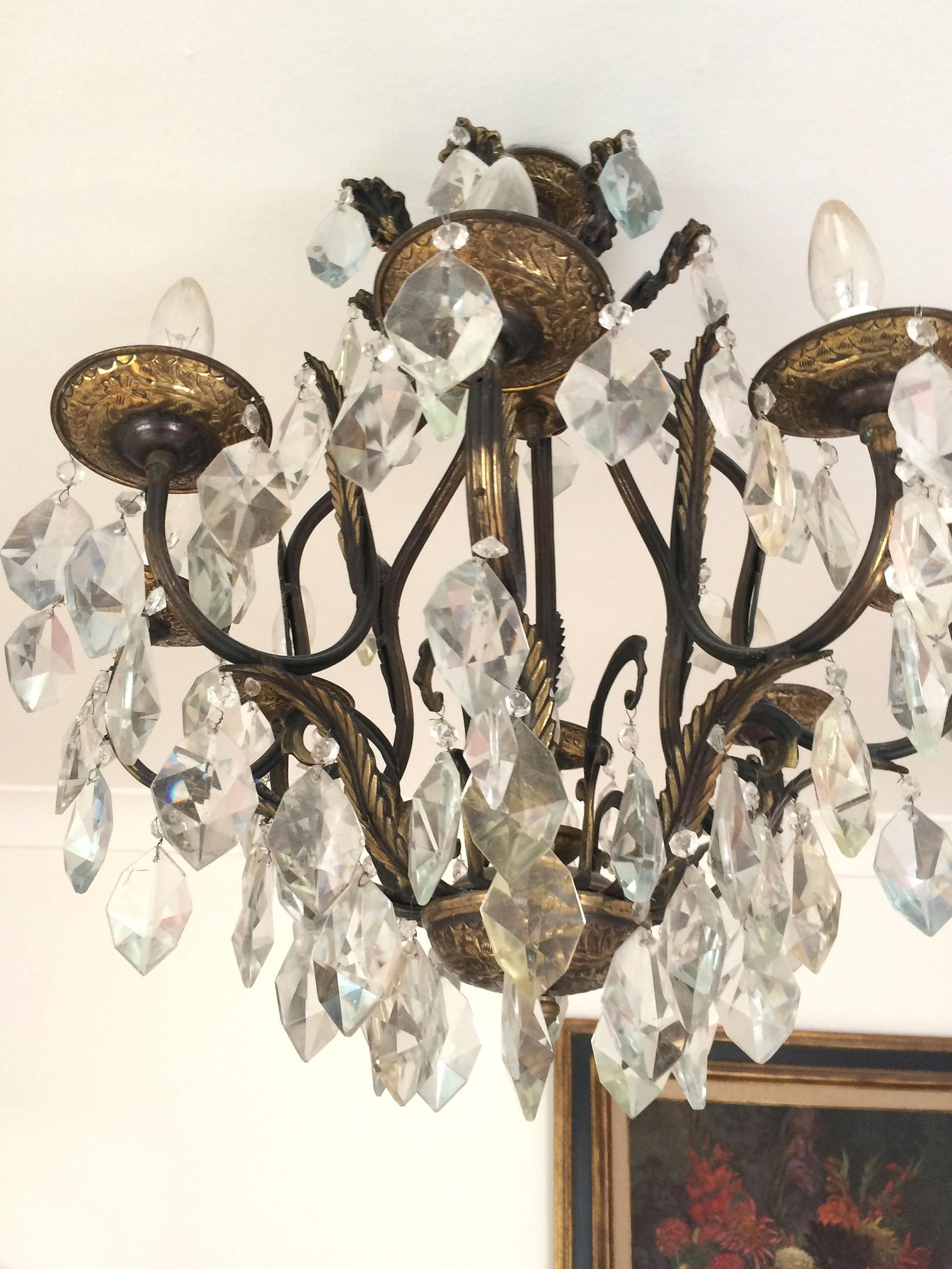 Francese Grande lampadario francese in cristallo di rocca della Maison Baguès, circa 1940 in vendita