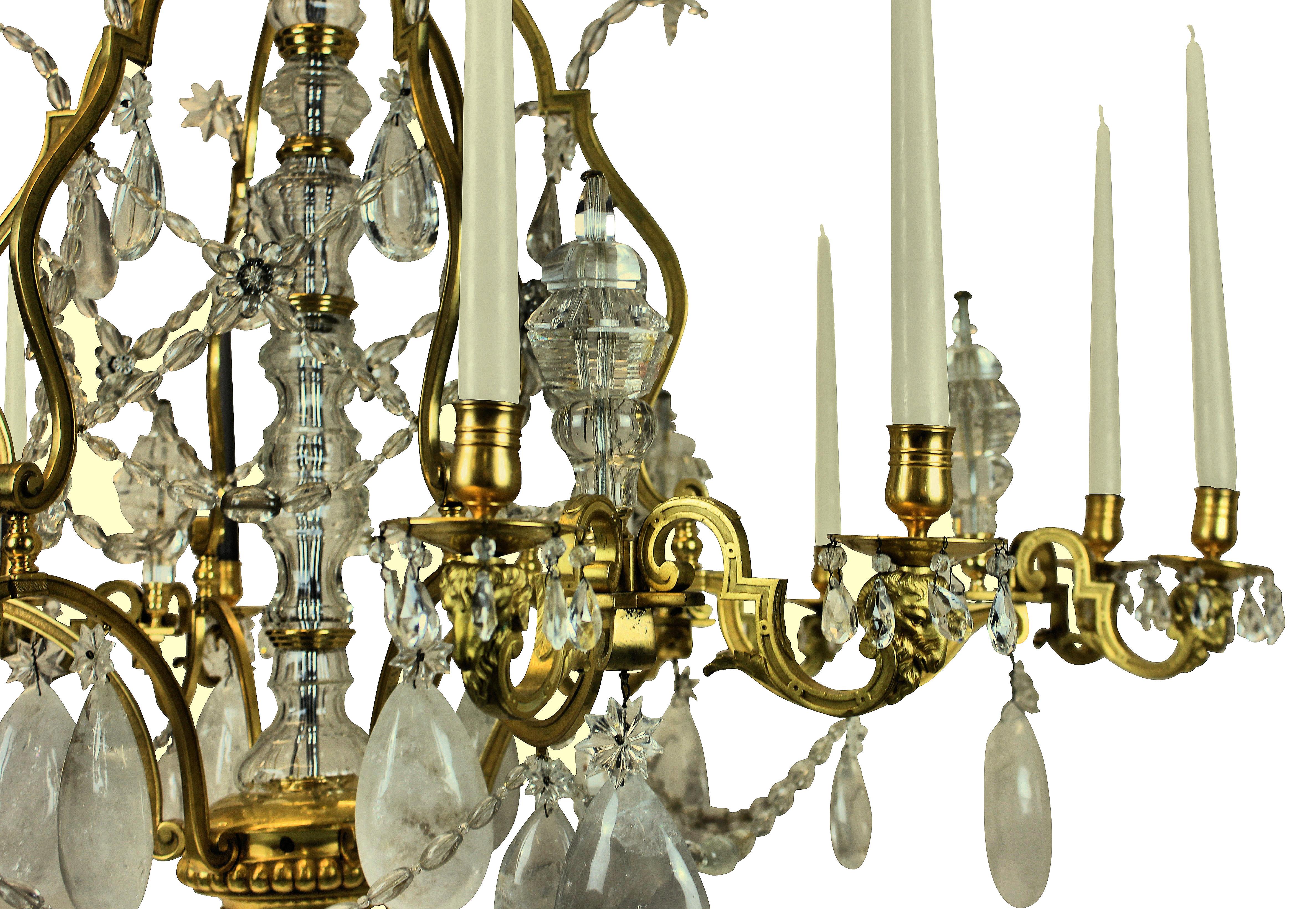 Mid-19th Century Large French Rock Crystal Chandelier of Fine Quality in the Louis XV Style