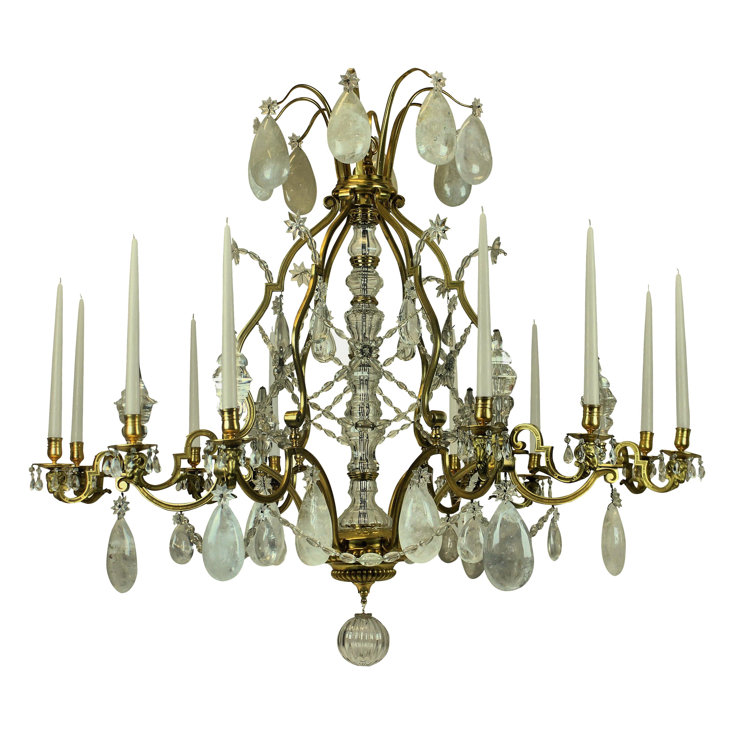 Large French Rock Crystal Chandelier of Fine Quality in the Louis XV Style