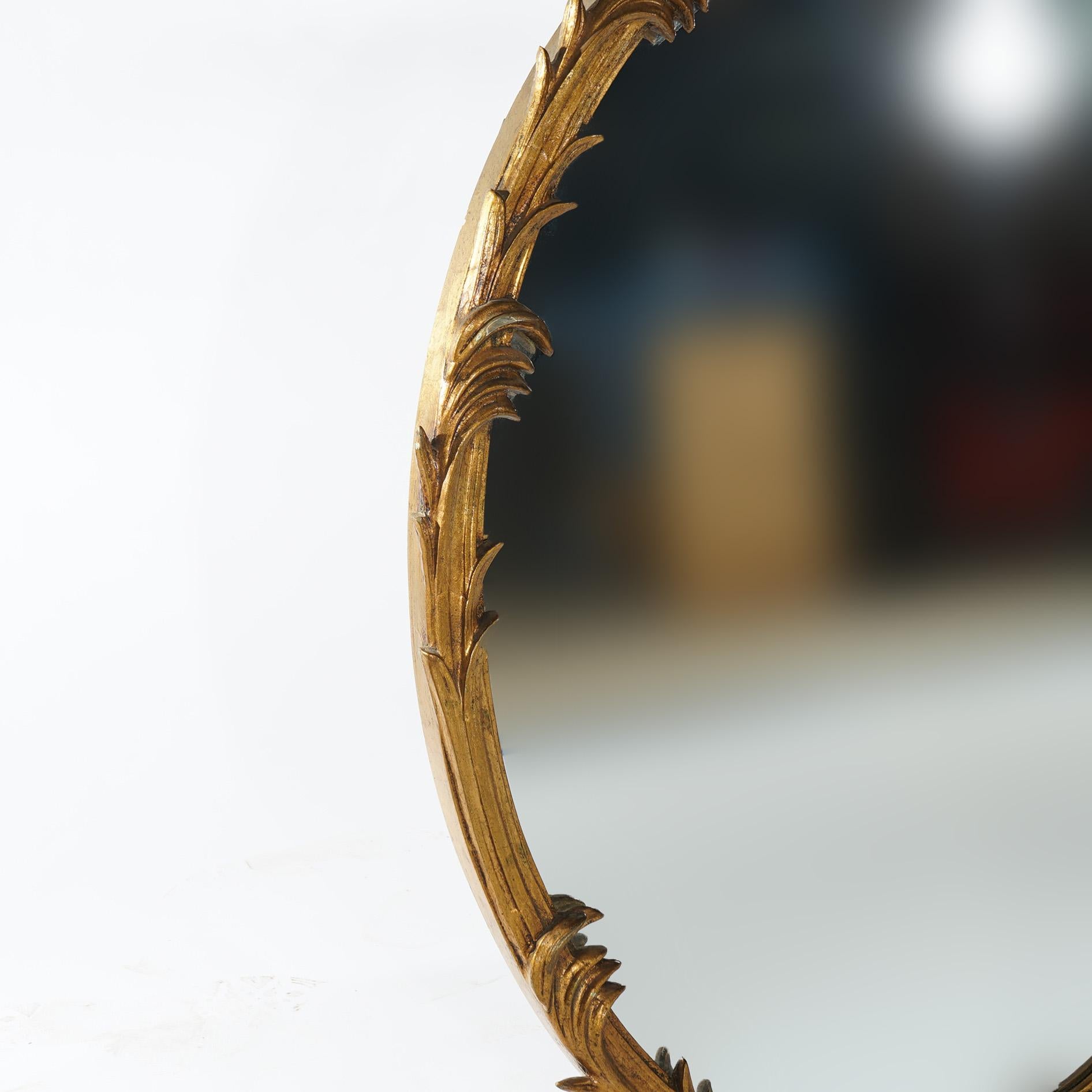Grand miroir rococo français double ovale en bois doré à volutes et à feuilles, 20ème siècle en vente 1