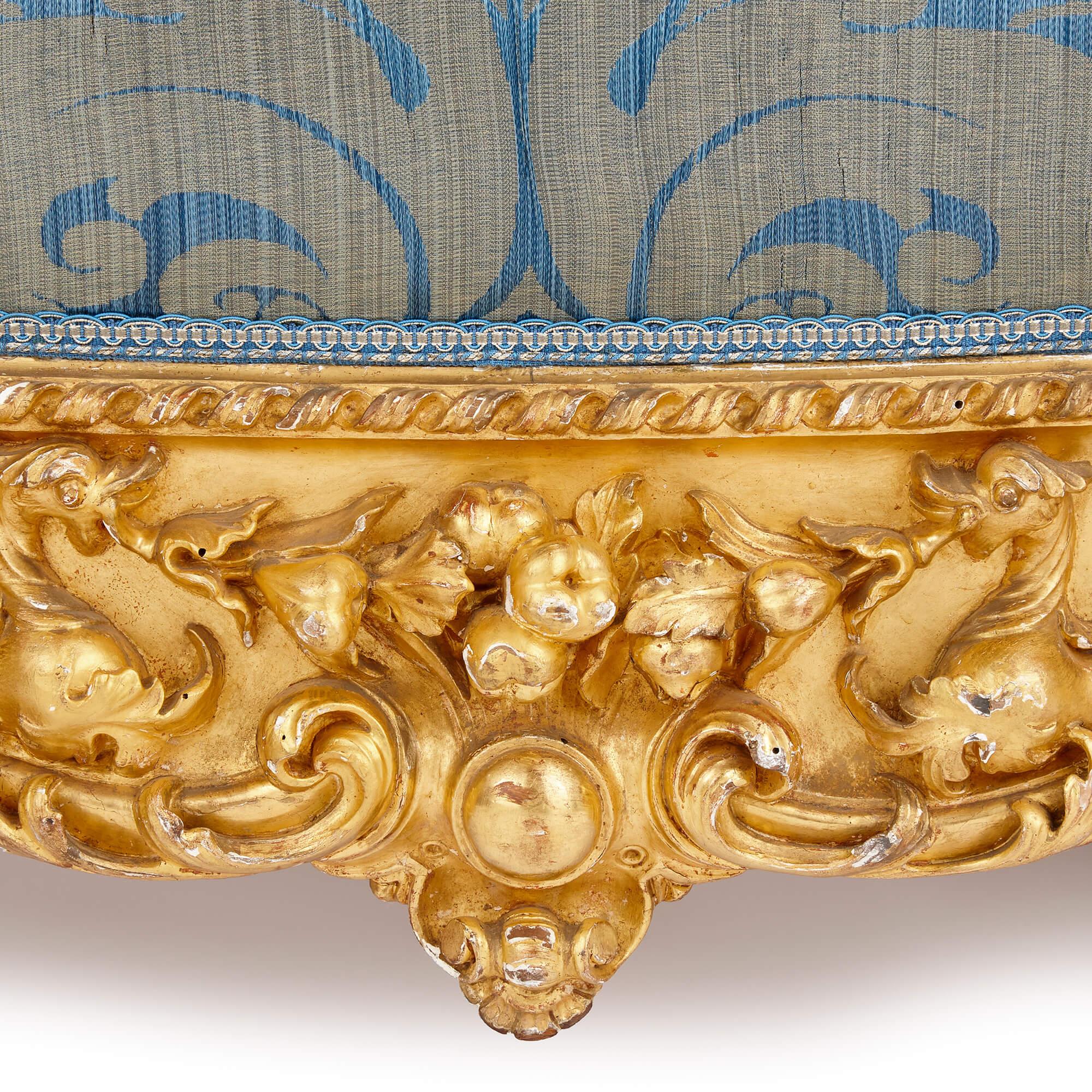 Large French Rococo Revival Style Giltwood Sofa For Sale 1