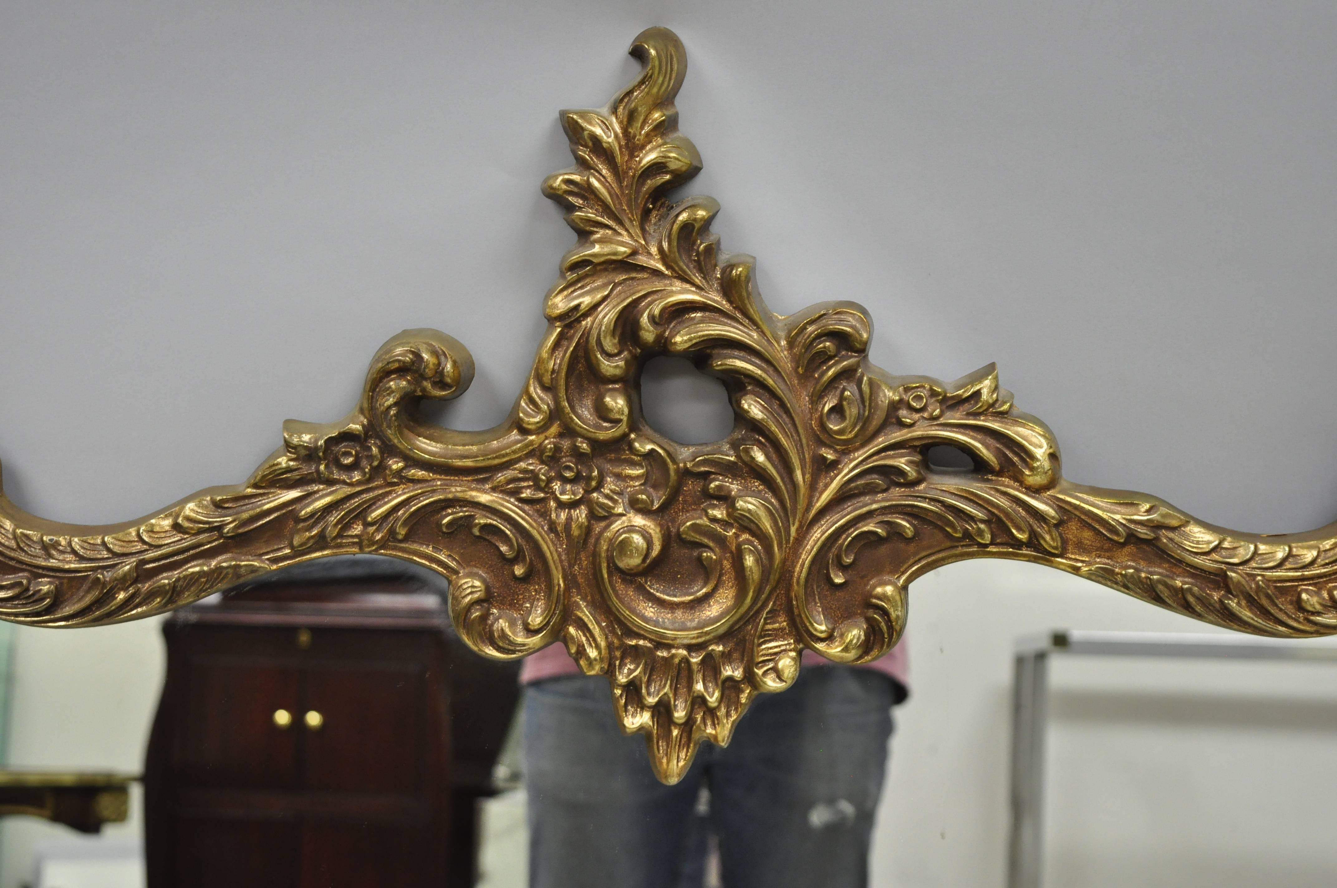 Molded Large French Rococo Style Gold Wall Mirror with Bisque Figural Lovers Plaques