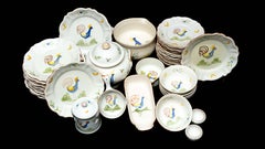 Large French Rooster Dining Set by Poterie a la Chapelle Des pots