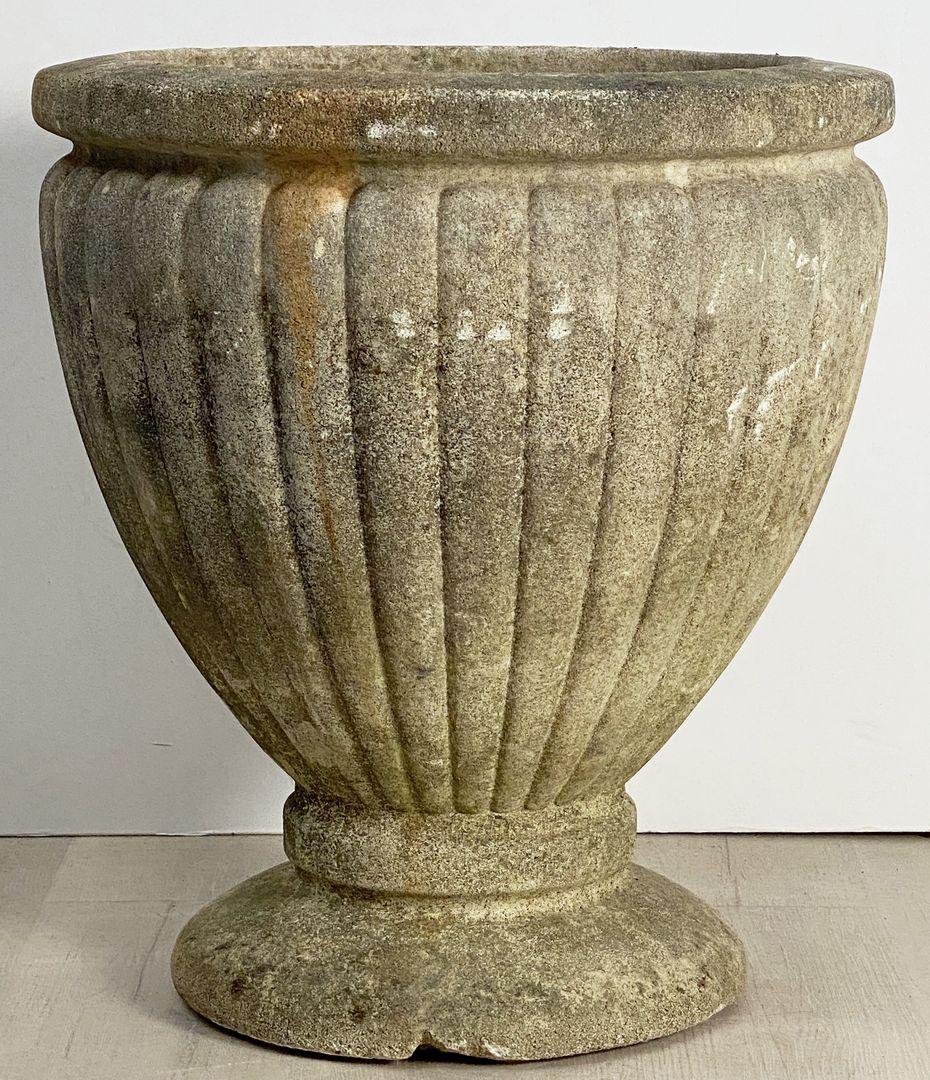 Large French Round Garden Stone Urn or Planter 1