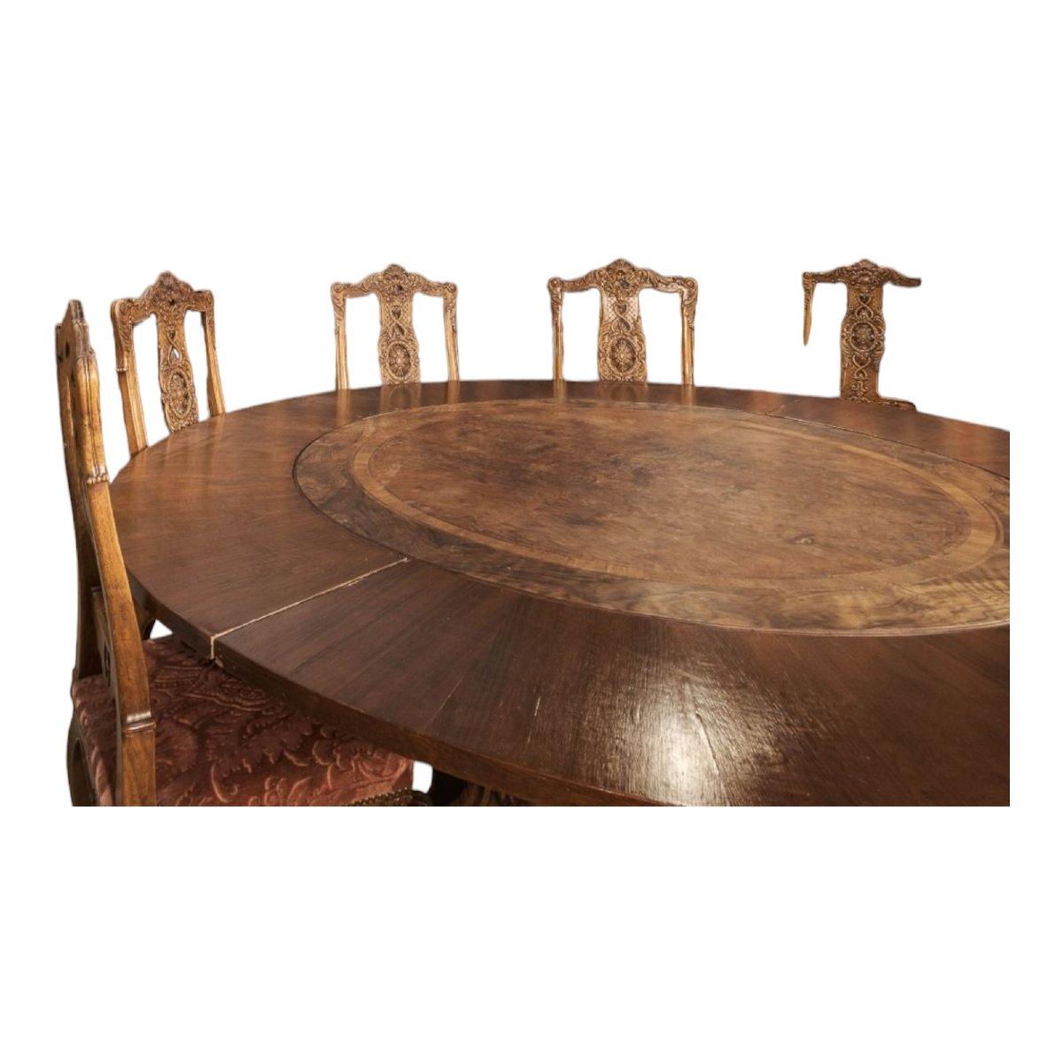 Napoléon III Grande table ronde française, 19ème siècle, bois fruitier, 200 cm de diamètre en vente