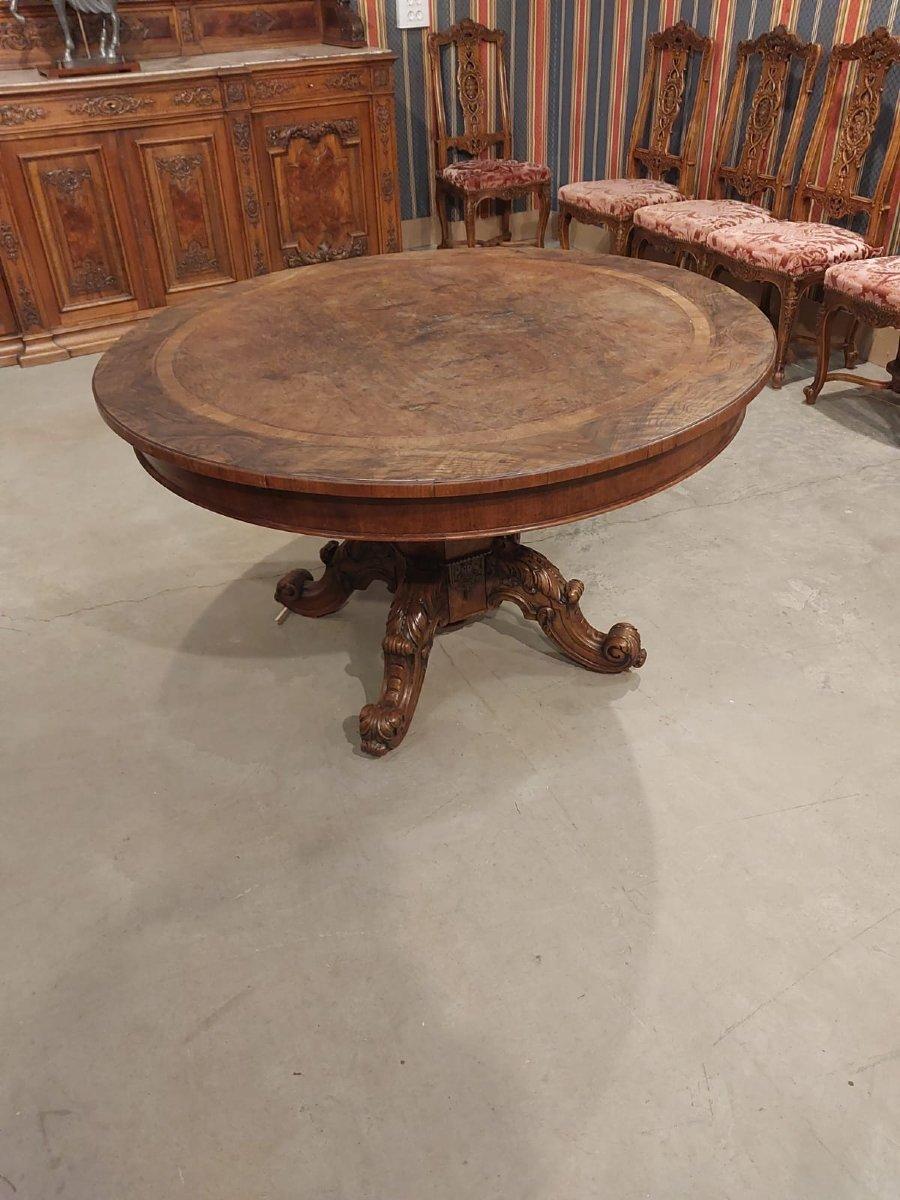 Grande table ronde française, 19ème siècle, bois fruitier, 200 cm de diamètre en vente 1