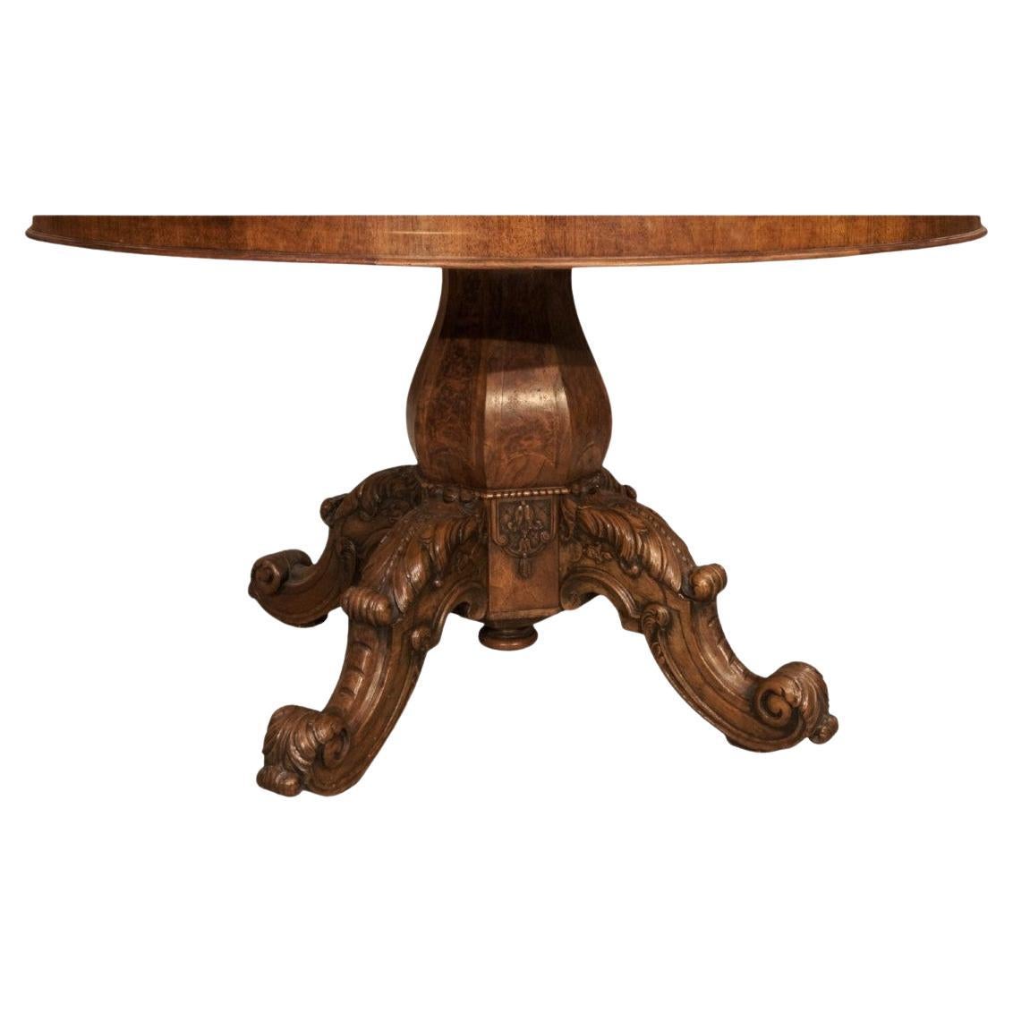 Grande table ronde française, 19ème siècle, bois fruitier, 200 cm de diamètre en vente