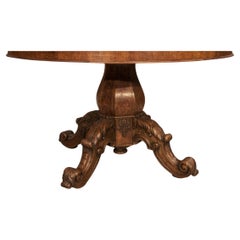 Large French Round Table, 19th Century, Fruitwood, 200 cm Diameter