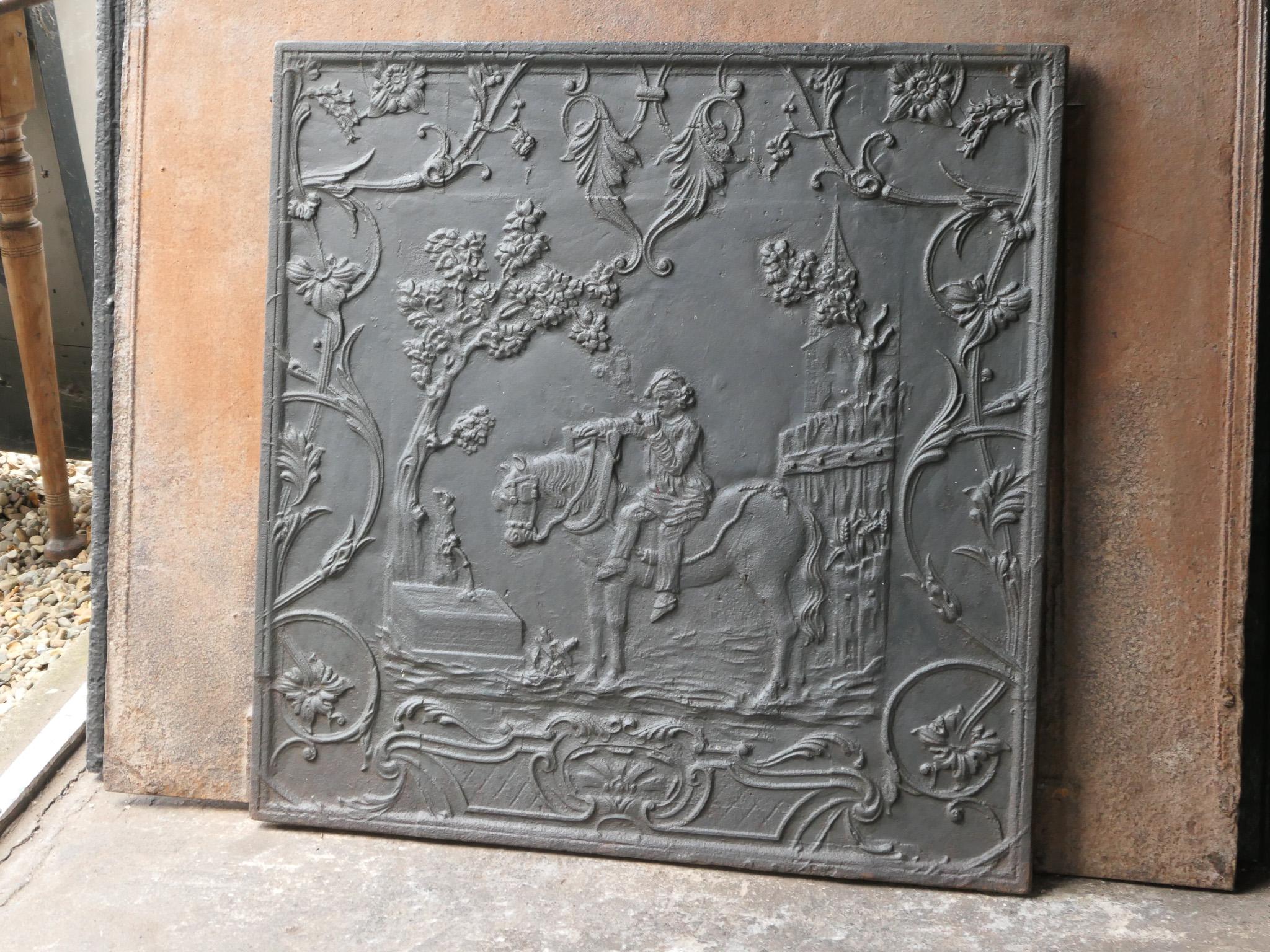 Large French 'Rural Scene' Fireback / Backsplash, 19th Century In Good Condition For Sale In Amerongen, NL