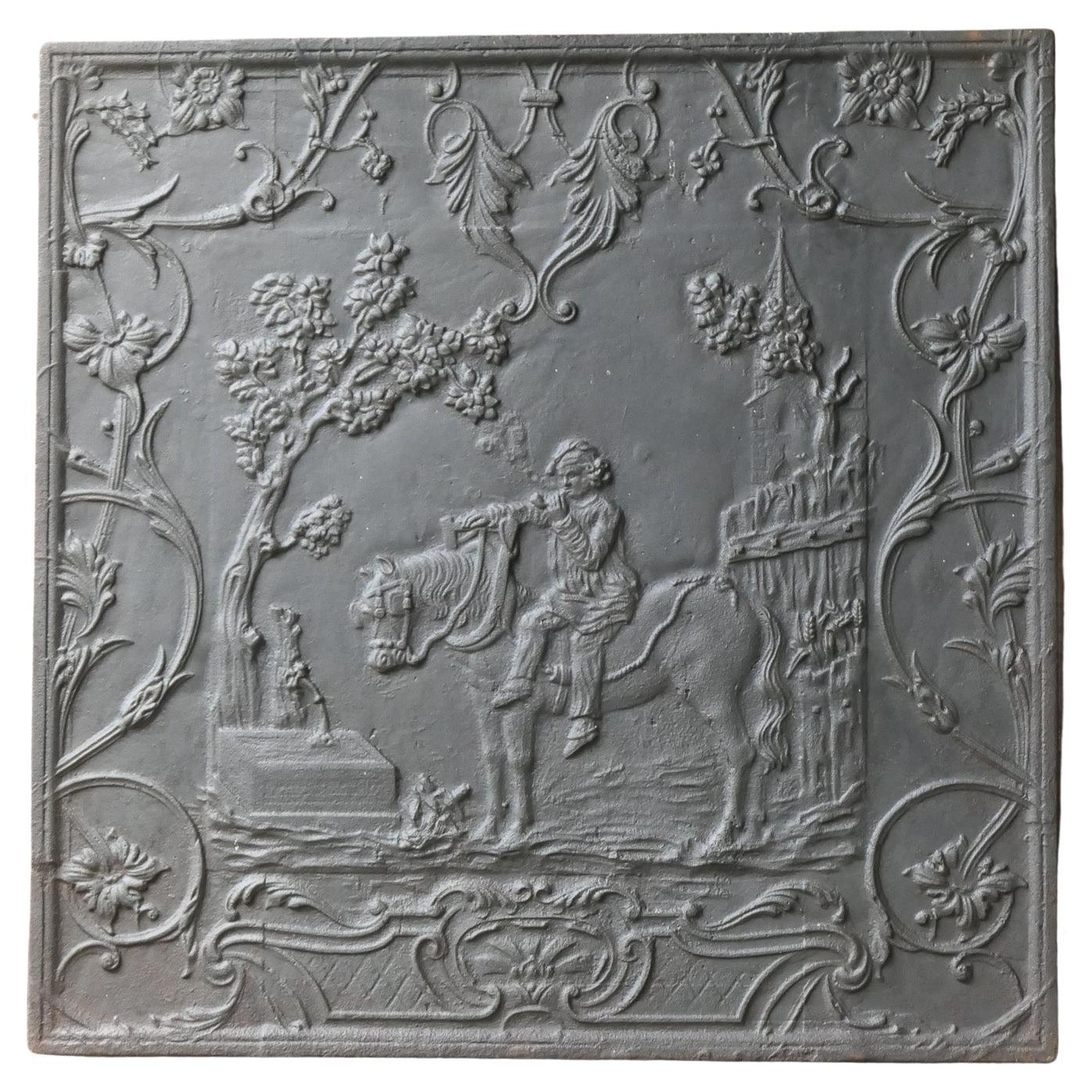 Grande plaque de cheminée / crédence française « Scène royale », 19ème siècle