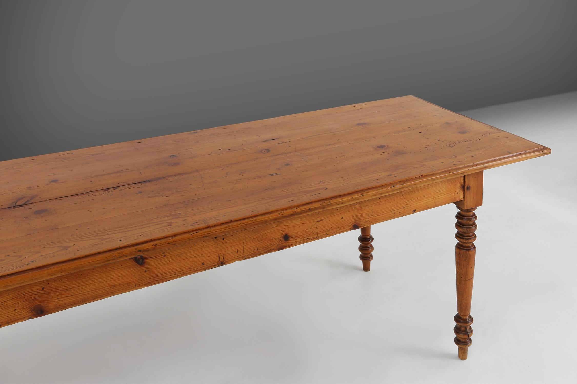 Large French rustic farmhouse table 19th century 2