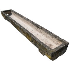 Large French Rustic Hand-Carved Limestone Trough or Planter, Early 20th Century
