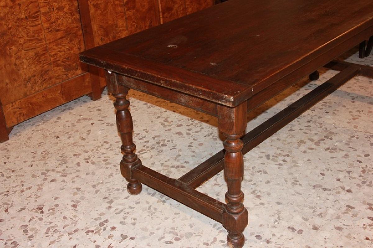 Chestnut Large French rustic table from the early 1800s in chestnut wood For Sale