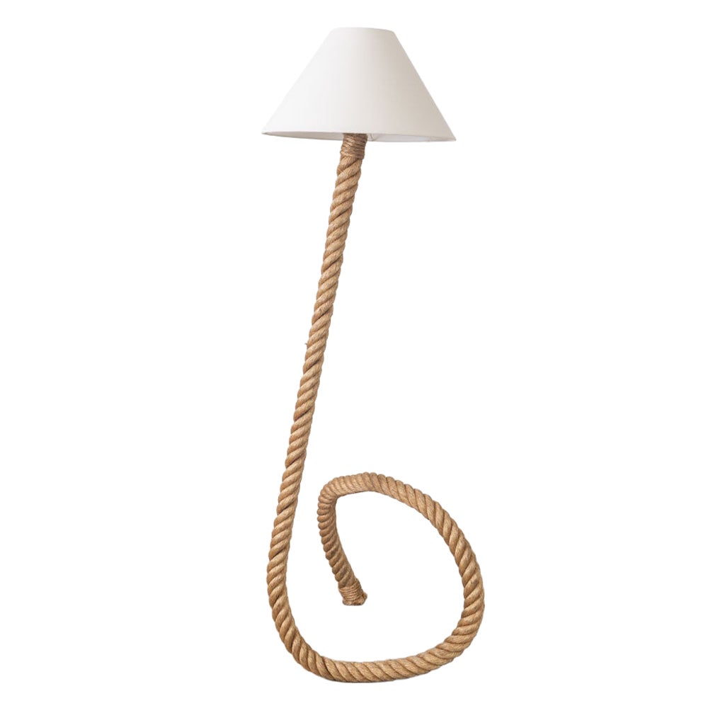 Large French Sculptural Rope Floor Lamp in the Style of Audoux-Minet For Sale