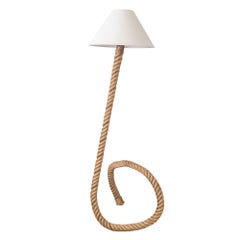 Large French Sculptural Rope Floor Lamp in the Style of Audoux-Minet