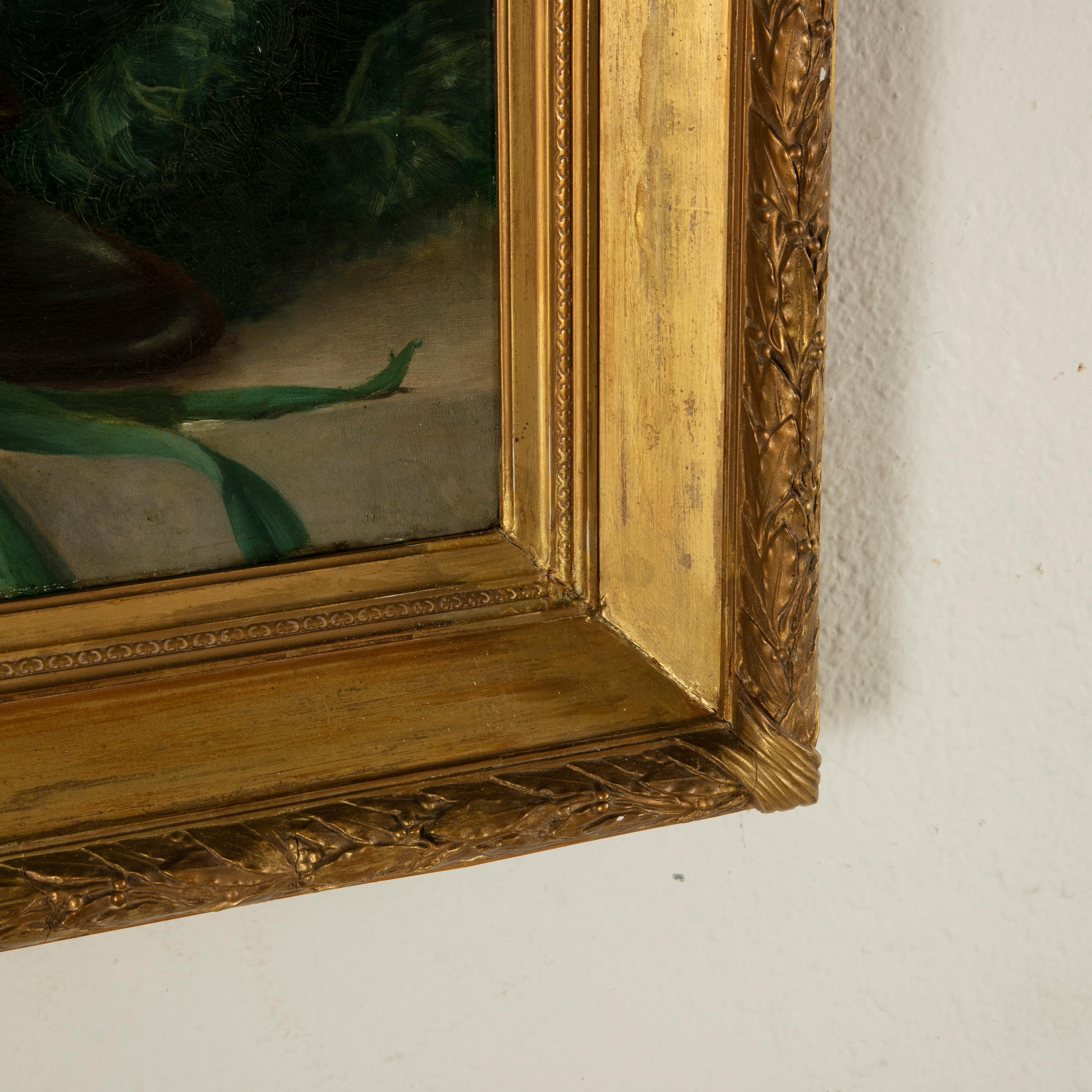 Large French Signed Oil on Canvas Still Life Painting in Giltwood Frame c. 1901 4
