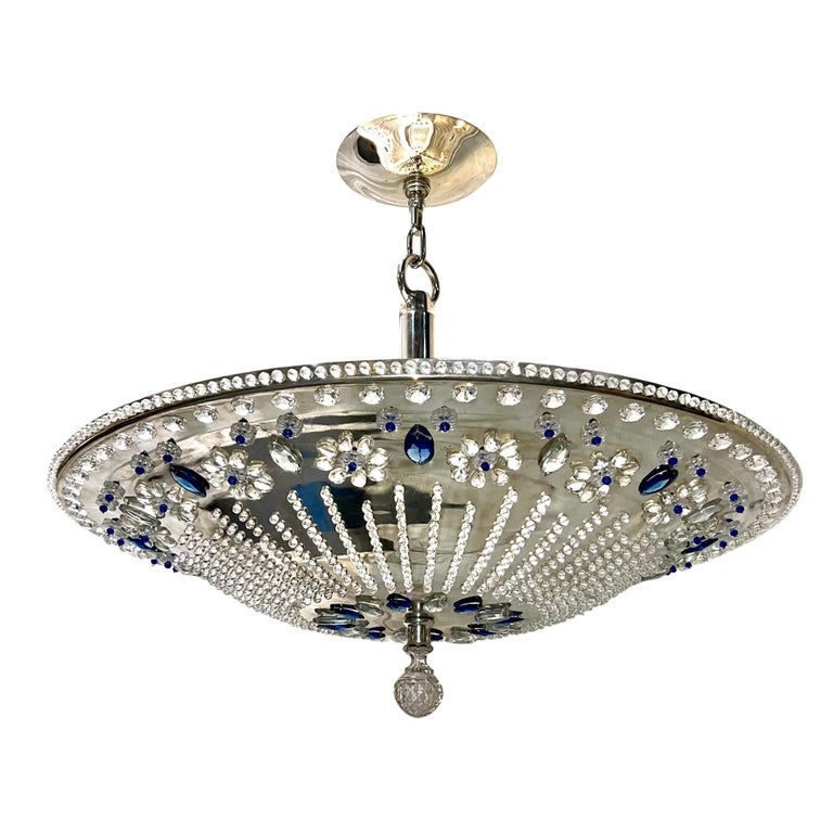 Large French Silver Plated Light Fixture For Sale at 1stDibs