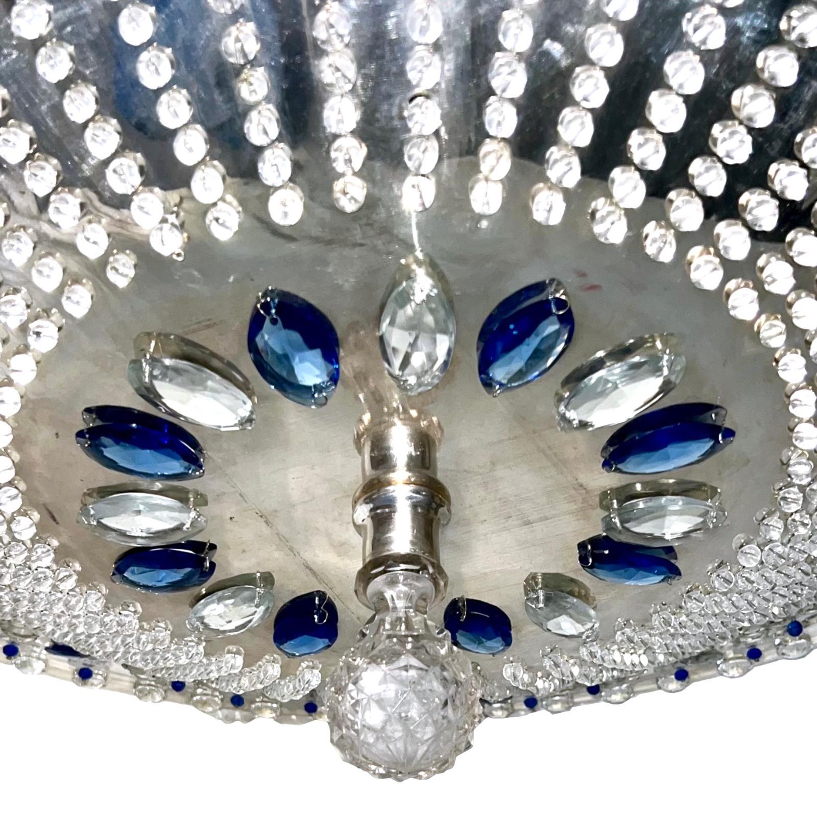Mid-20th Century Large French Silver Plated Light Fixture For Sale